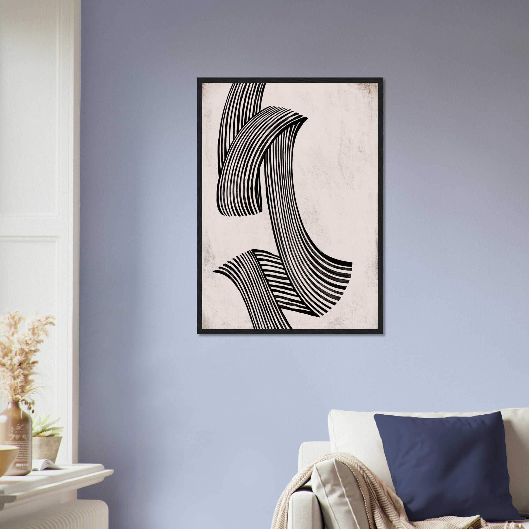 Flowing Black Lines On Neutral 1 Poster