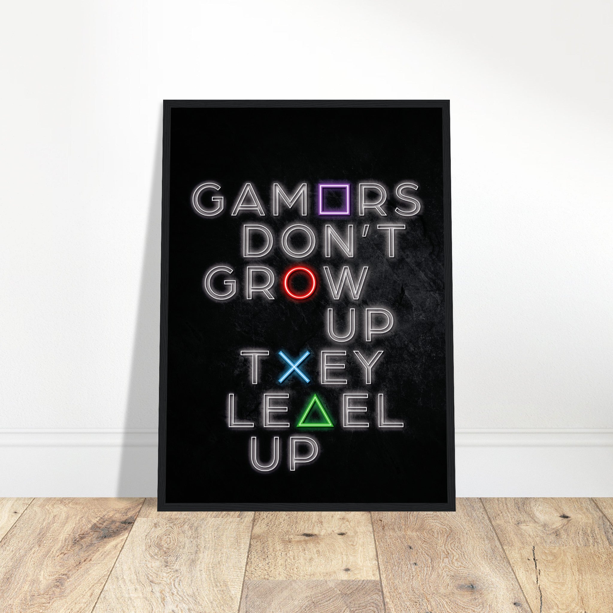 Gamers Level Up Grunge Poster
