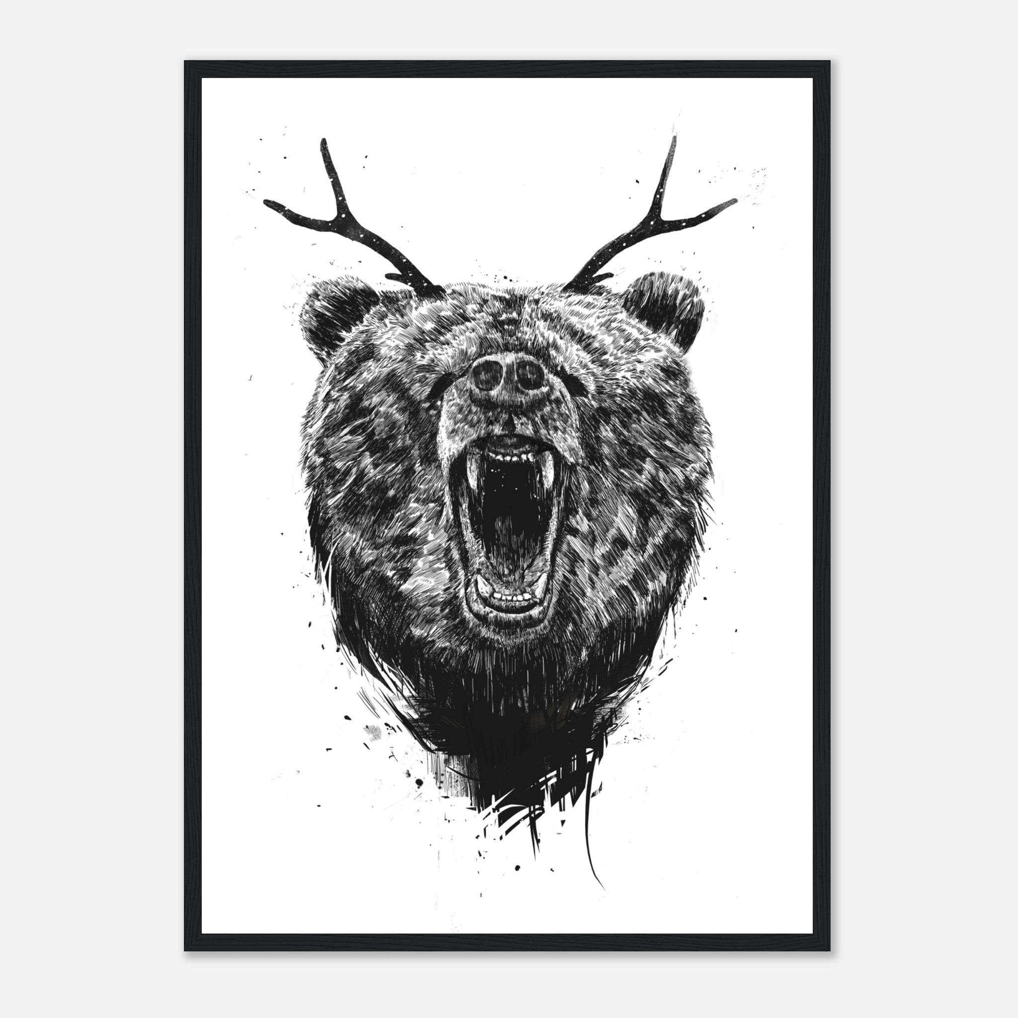 Angry Bear With Antlers Poster