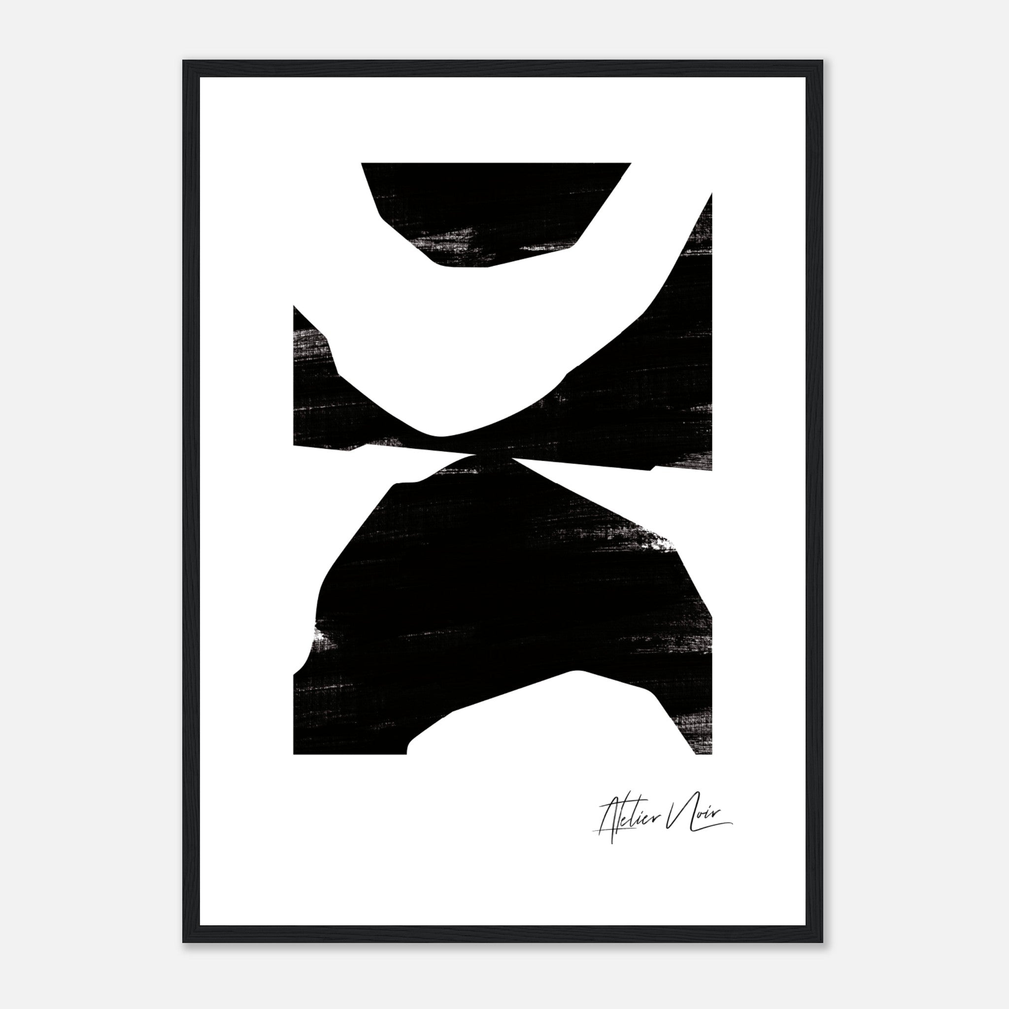 Abstract Black Brushed Shapes Poster Poster