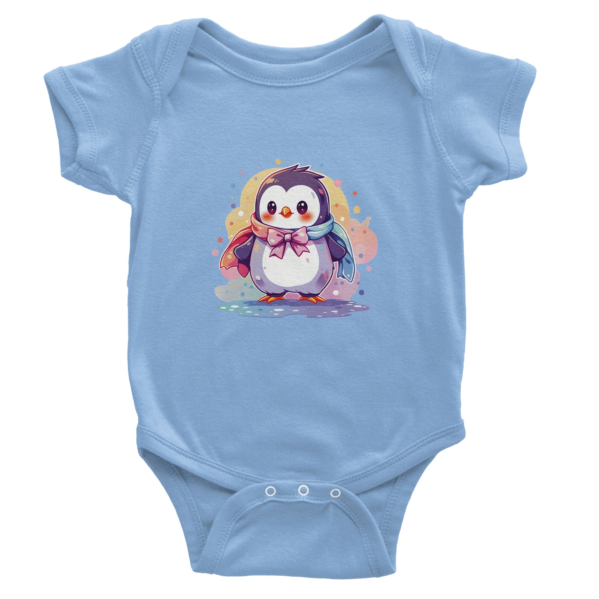 Pastel Puff Penguin Baby Short Sleeve Bodysuit - Optimalprint