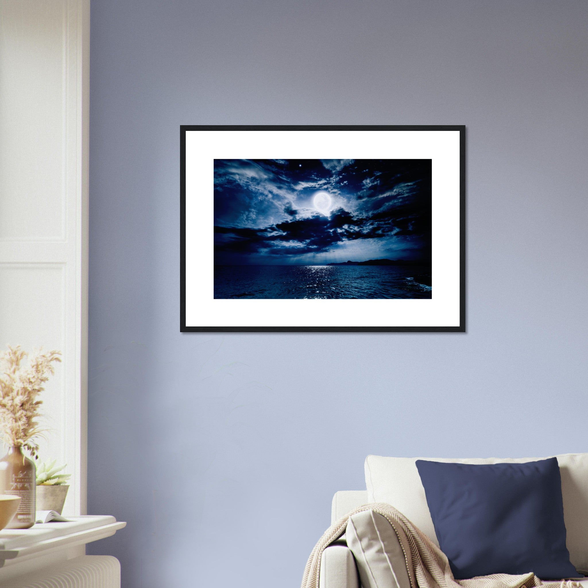 Full Moon Over Sea Poster