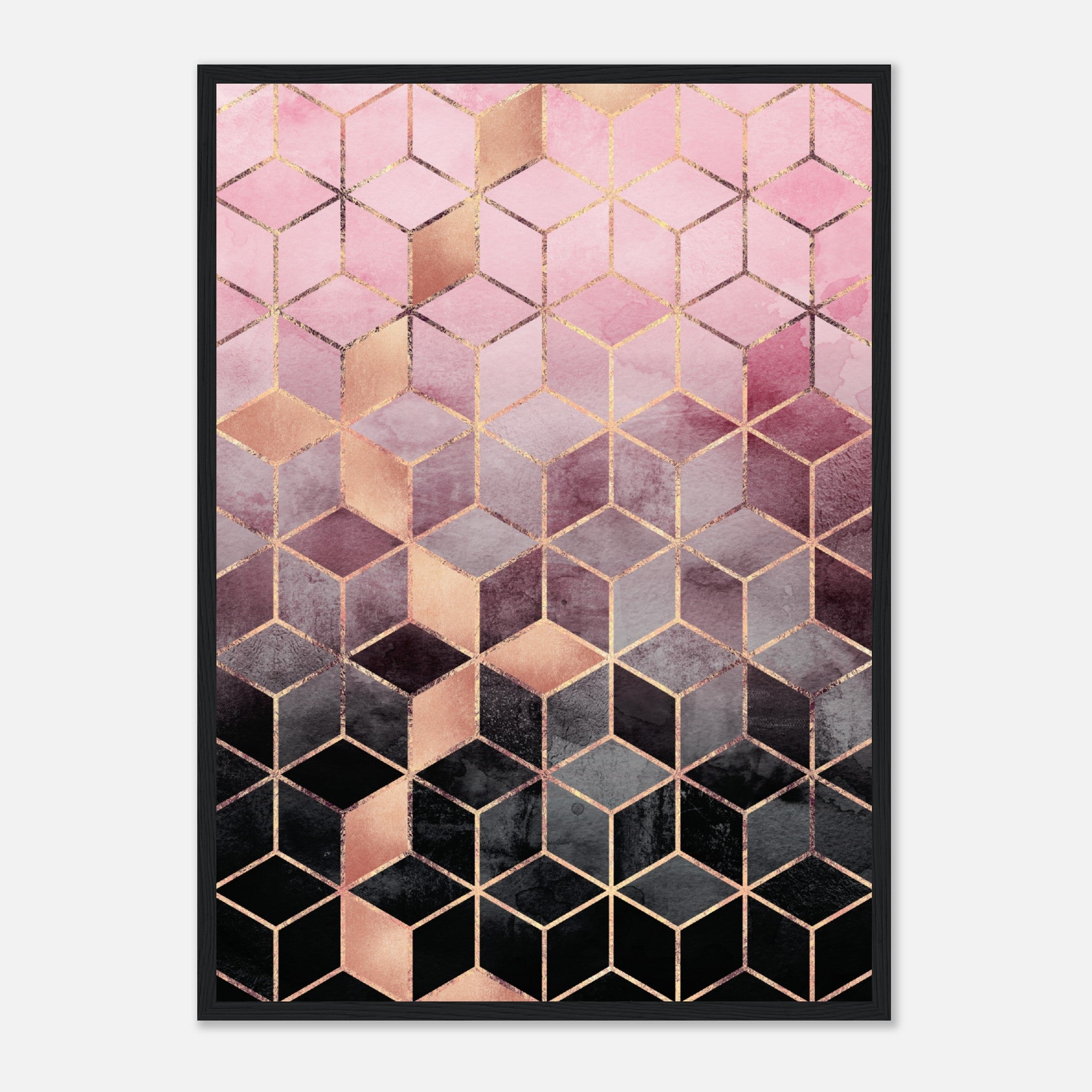 Pink And Grey Gradient Cubes Poster