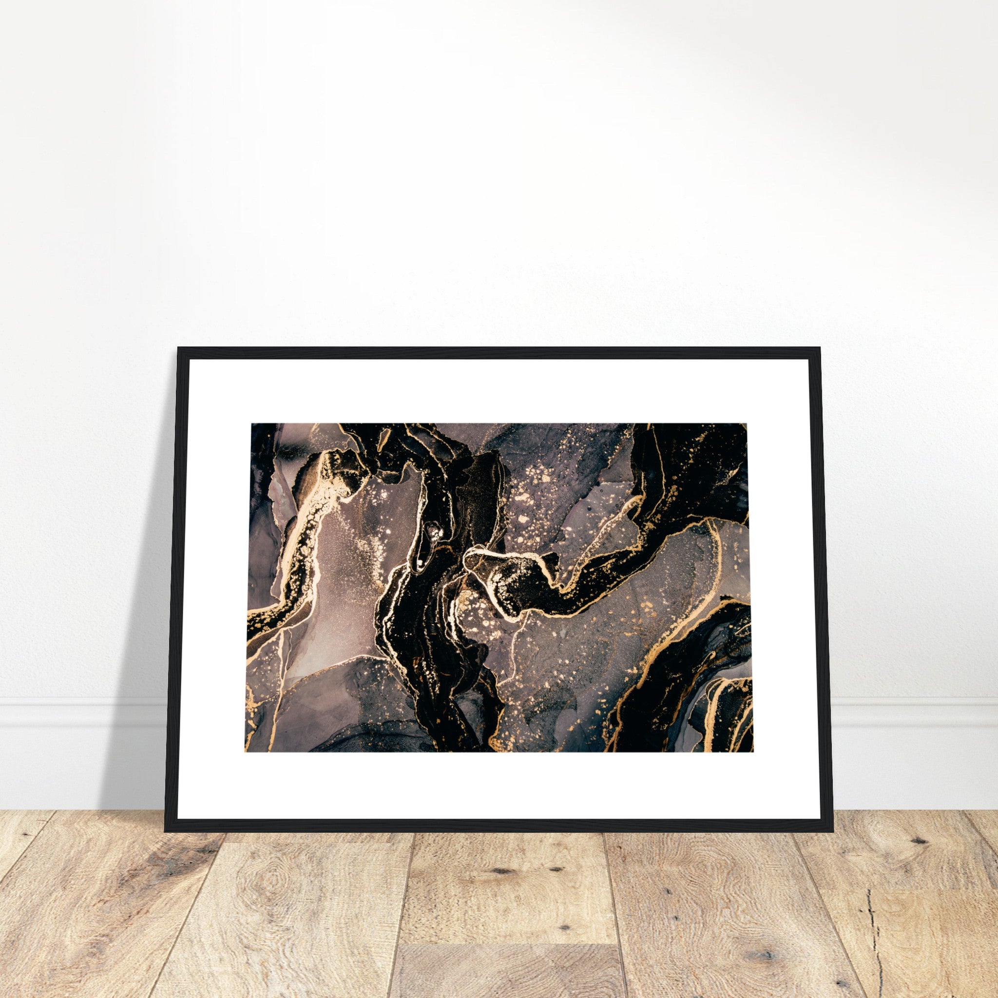 Black Gold Marble Liquid Ink Poster Poster