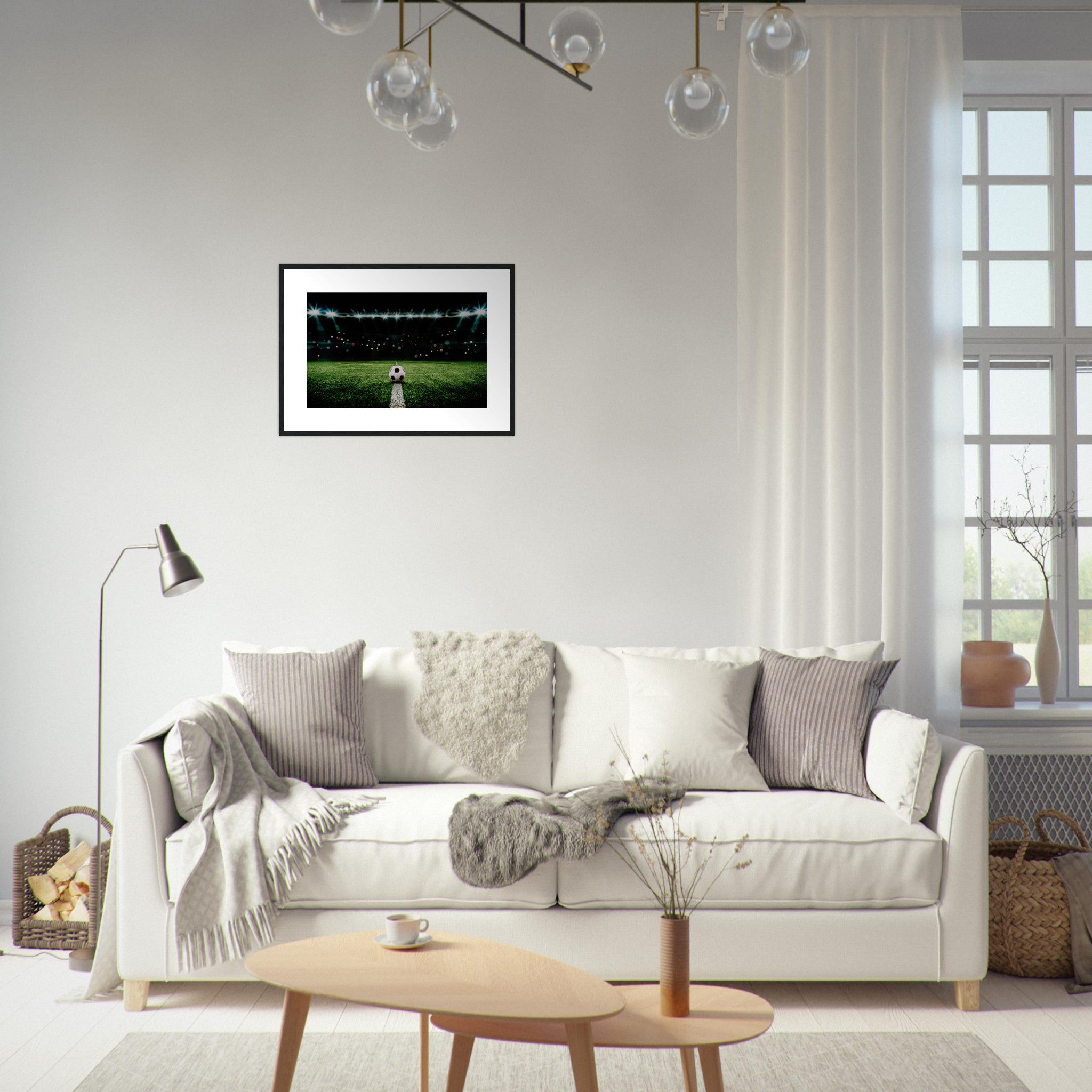 View Of Soccer Ball On Athletic Field Poster