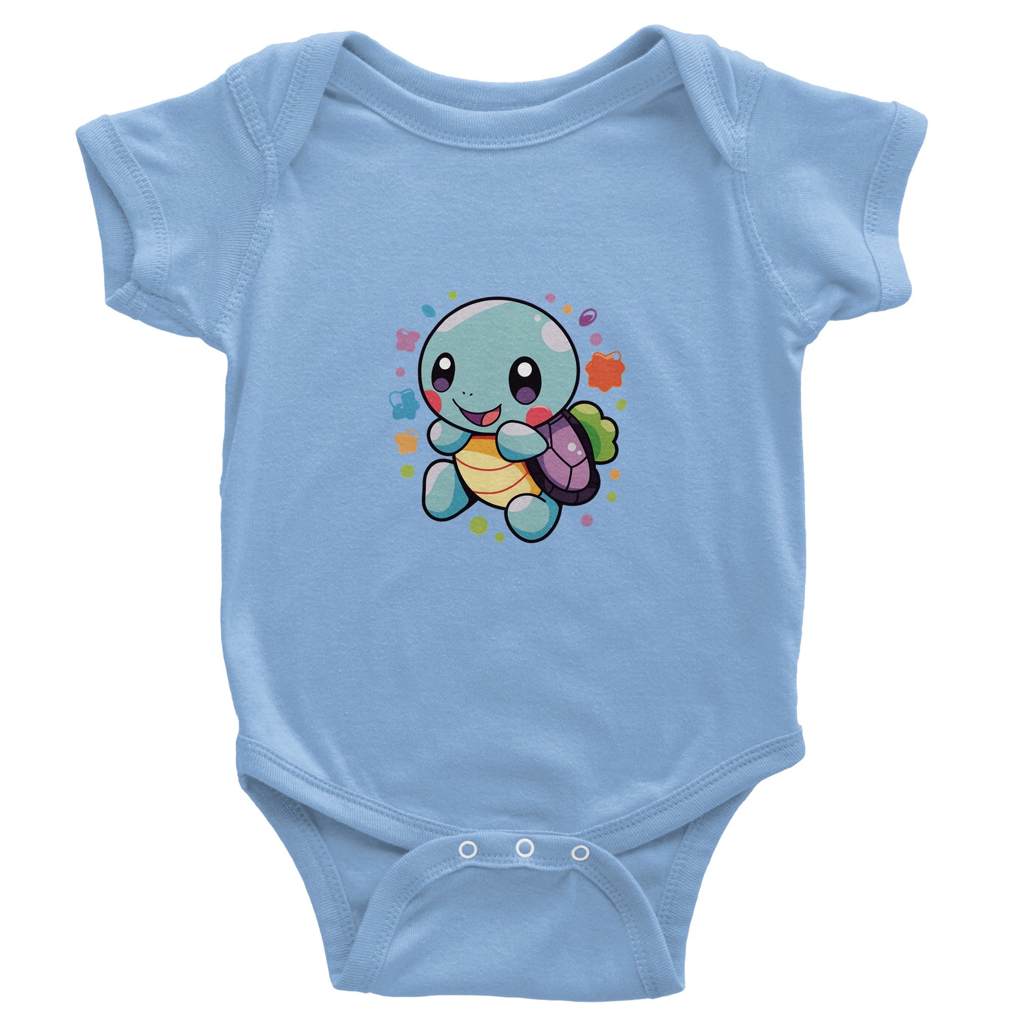Cheerful Aqua Buddy Baby Short Sleeve Bodysuit - Optimalprint