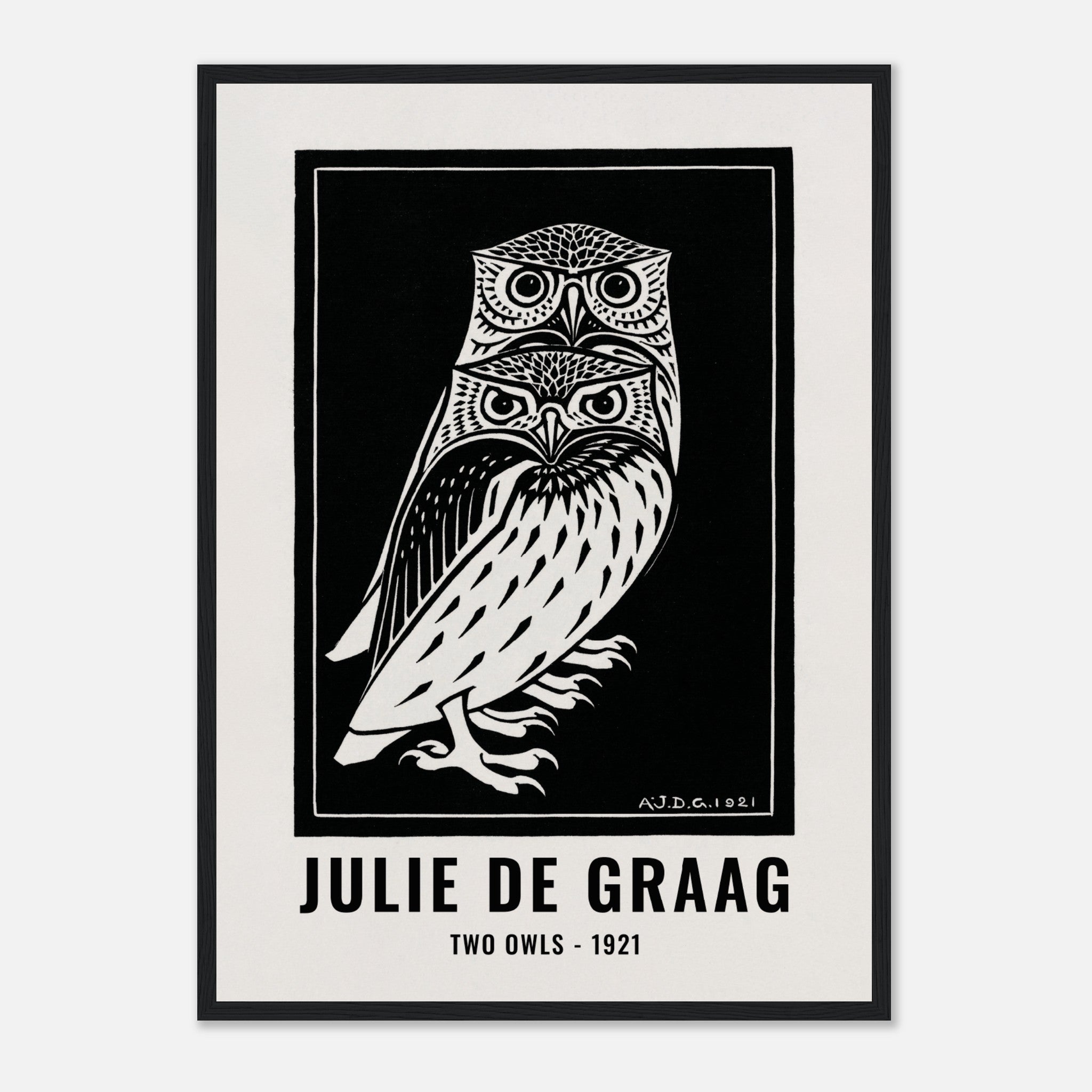 Two Owls by Julie de Graag Poster