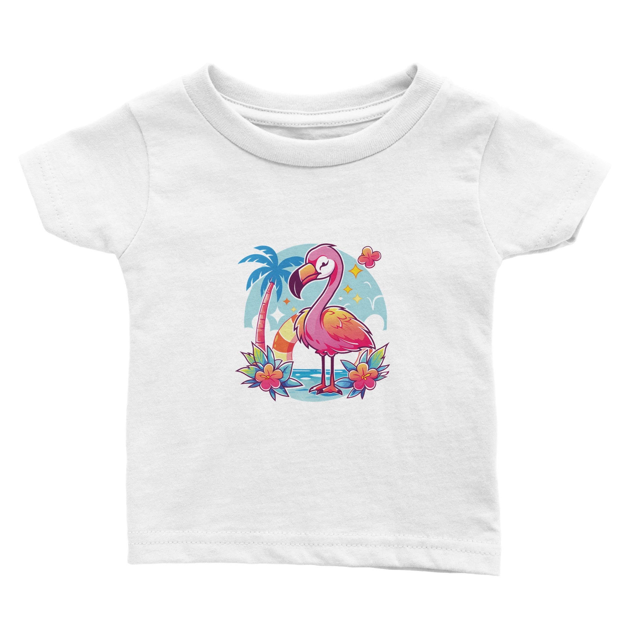 Tropical Flamingo Paradise Baby Crewneck T-shirt - Optimalprint