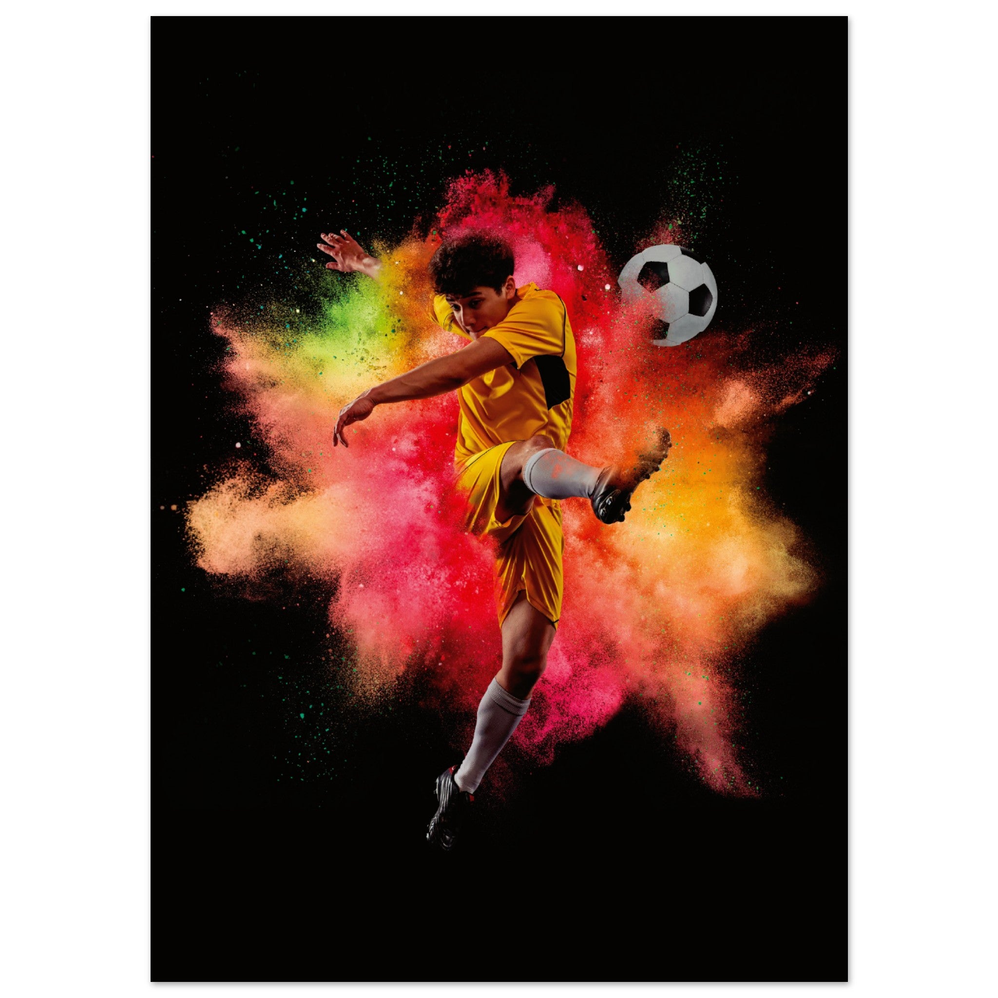 Soccer Player In Colourful Explosion No.3 Poster