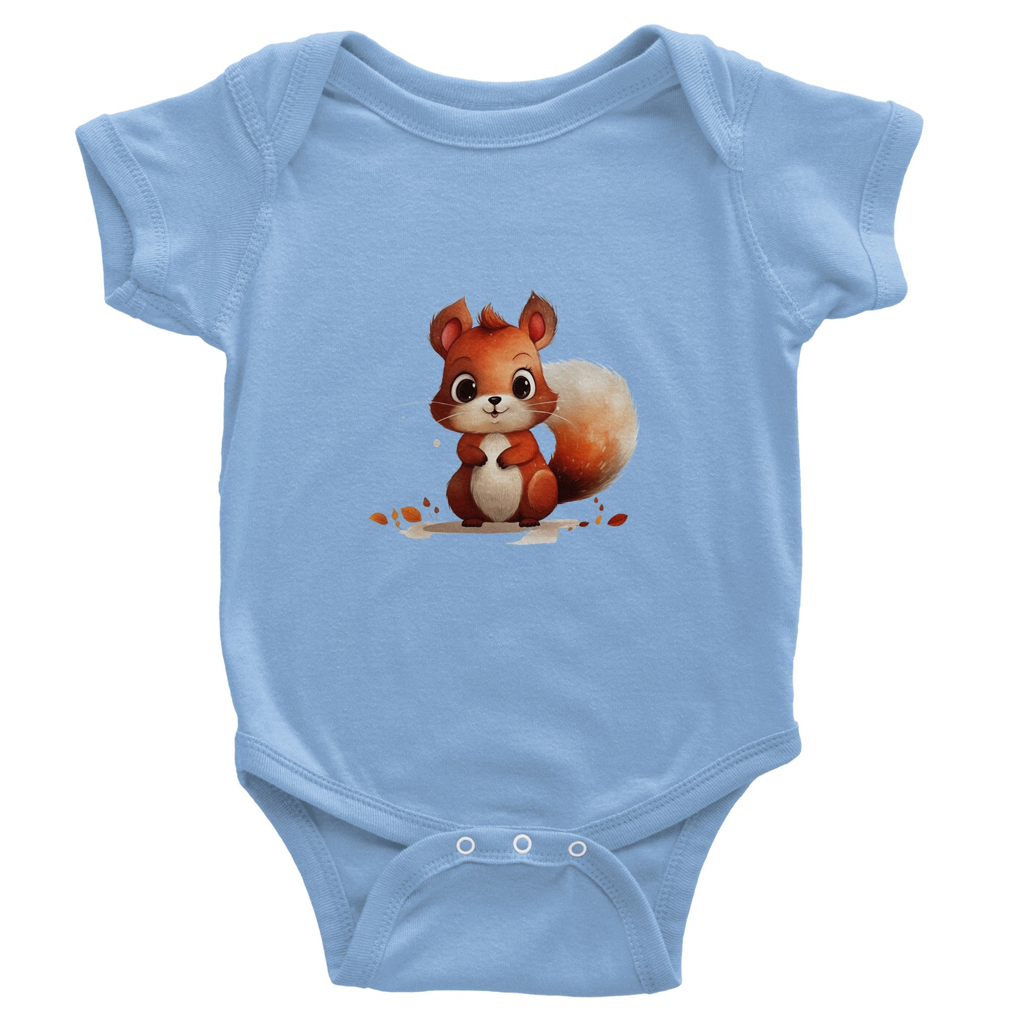 Autumn Squirrel Charm Baby Short Sleeve Bodysuit - Optimalprint