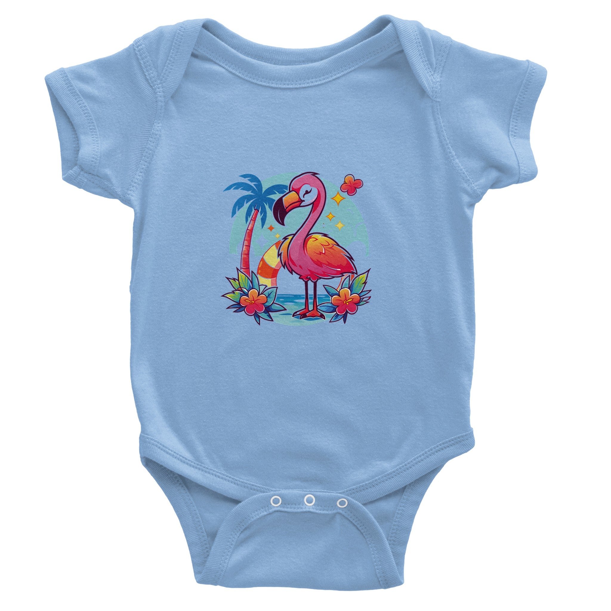 Tropical Flamingo Paradise Baby Short Sleeve Bodysuit - Optimalprint