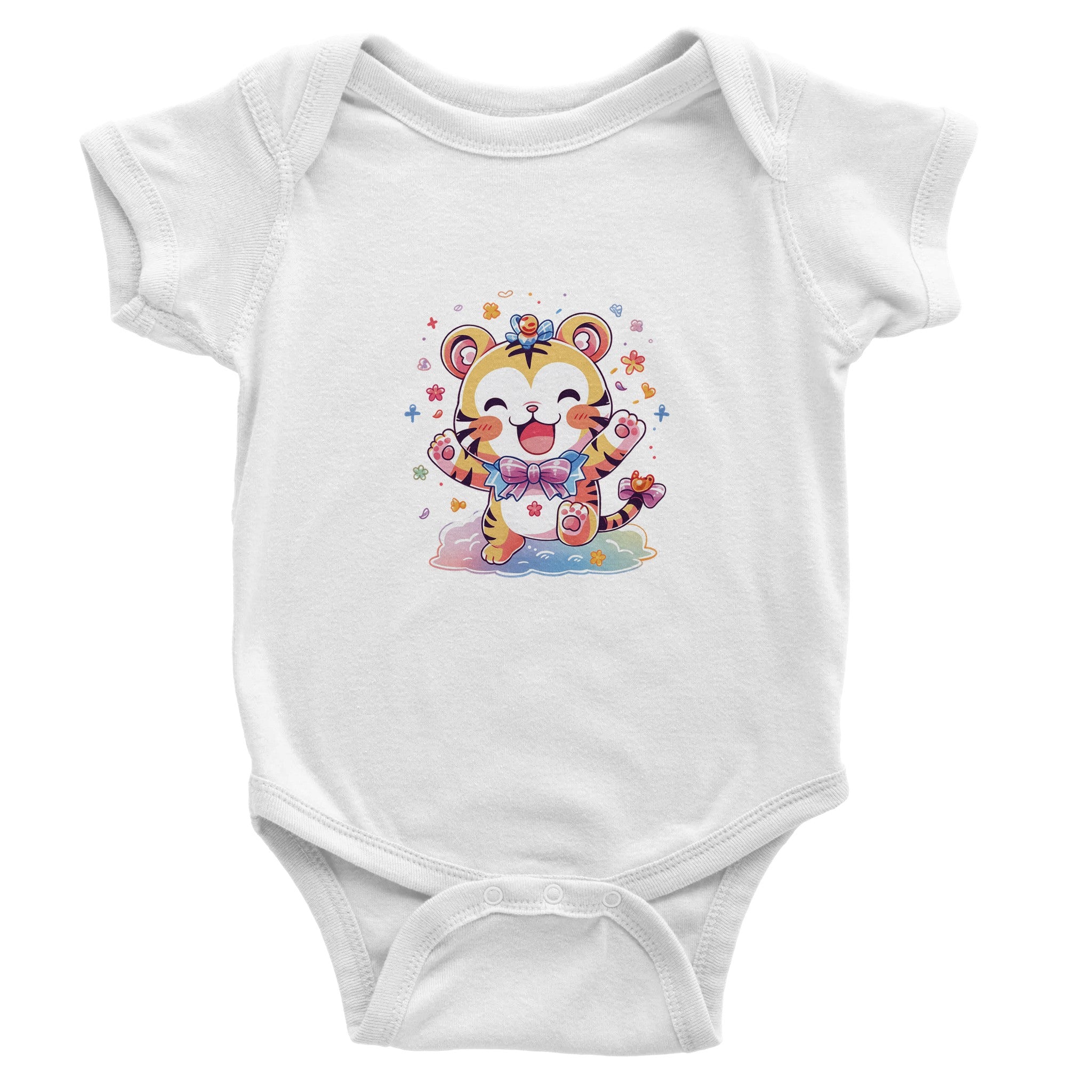 Joyful Tiger Cub Delight Baby Short Sleeve Bodysuit - Optimalprint