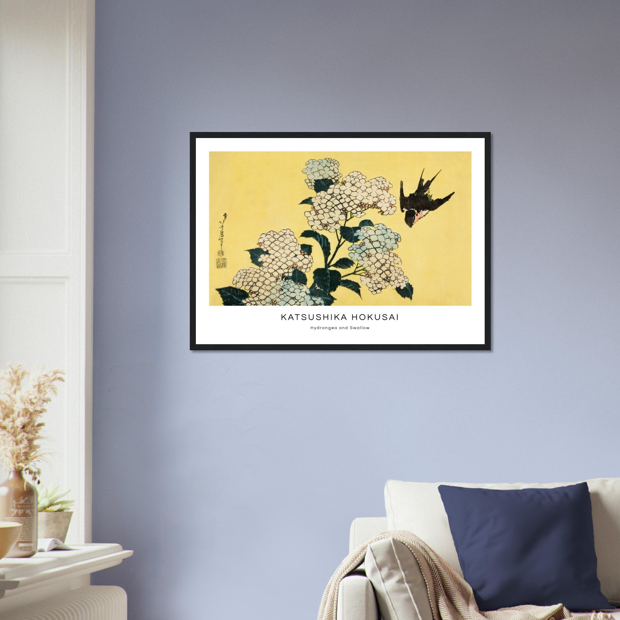 Hydrangea and Swallow by Hokusai Poster