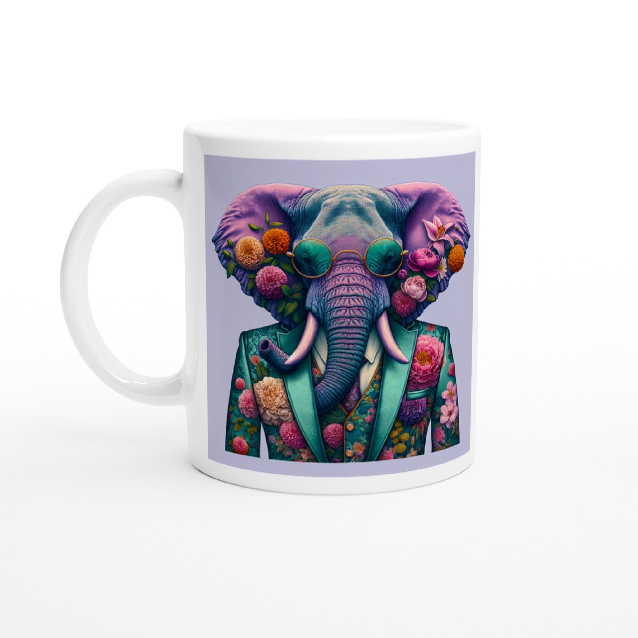 Floral Dapper Elephant Mug - Optimalprint
