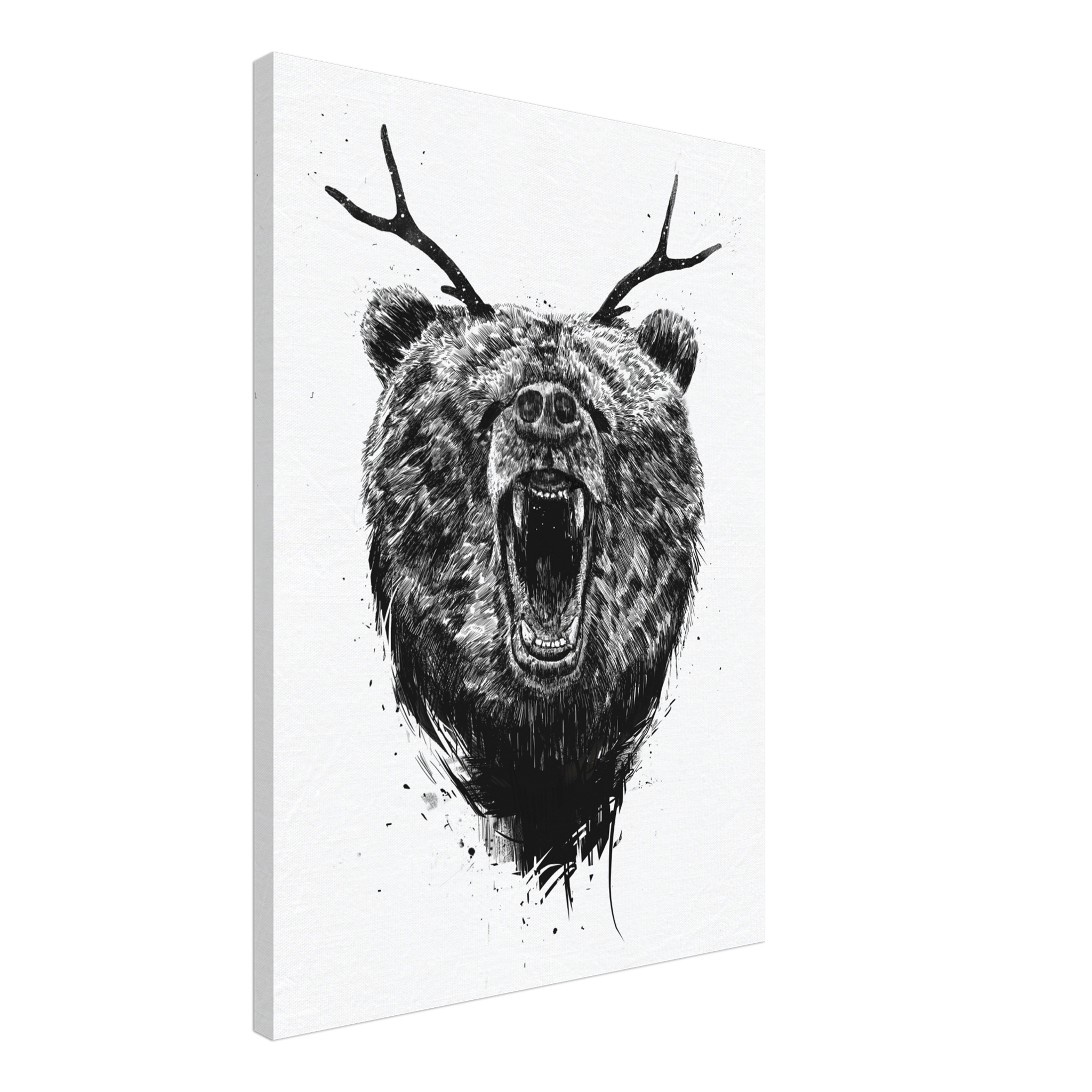 Angry Bear With Antlers Canvas