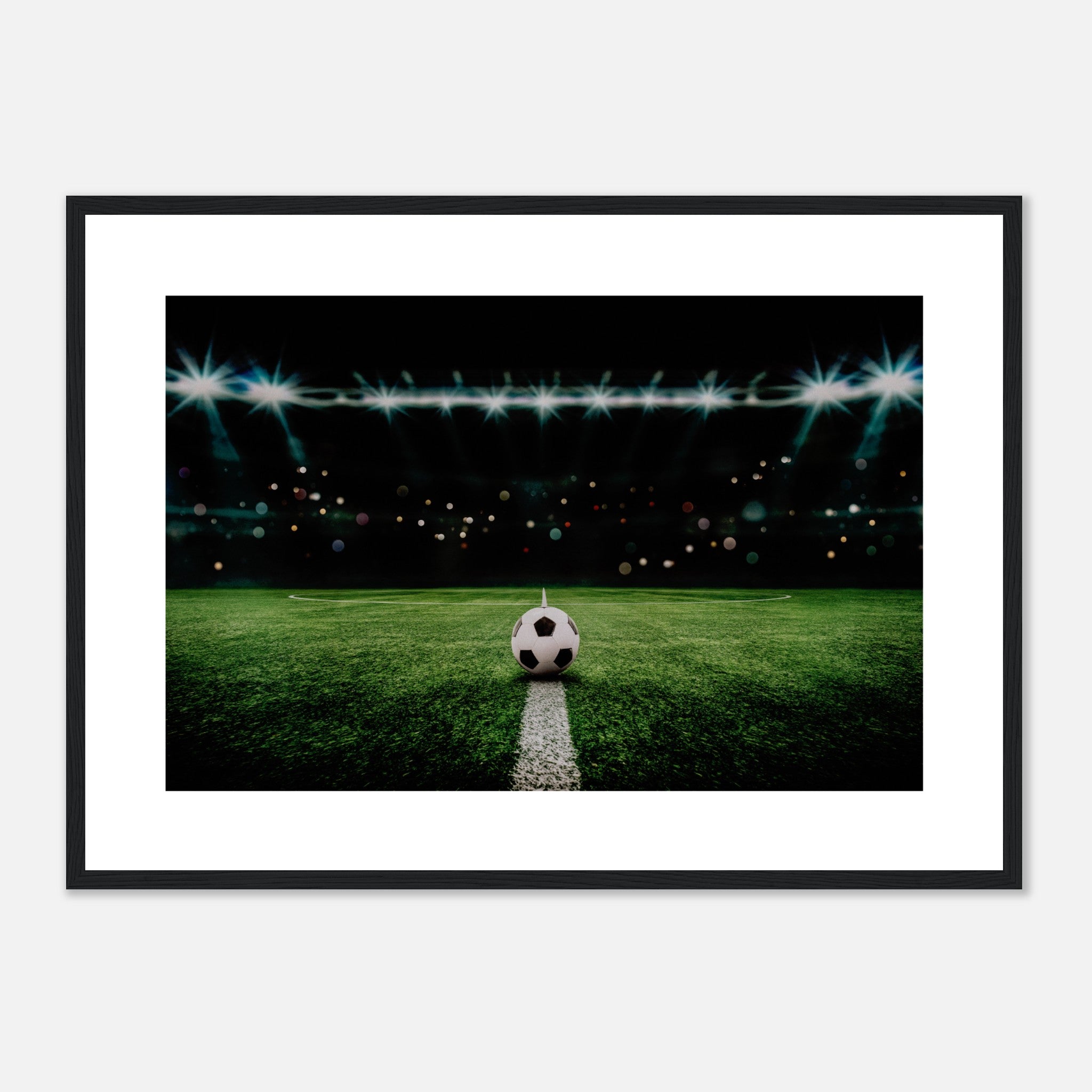 Soccer Stadium With Ball At Night Poster