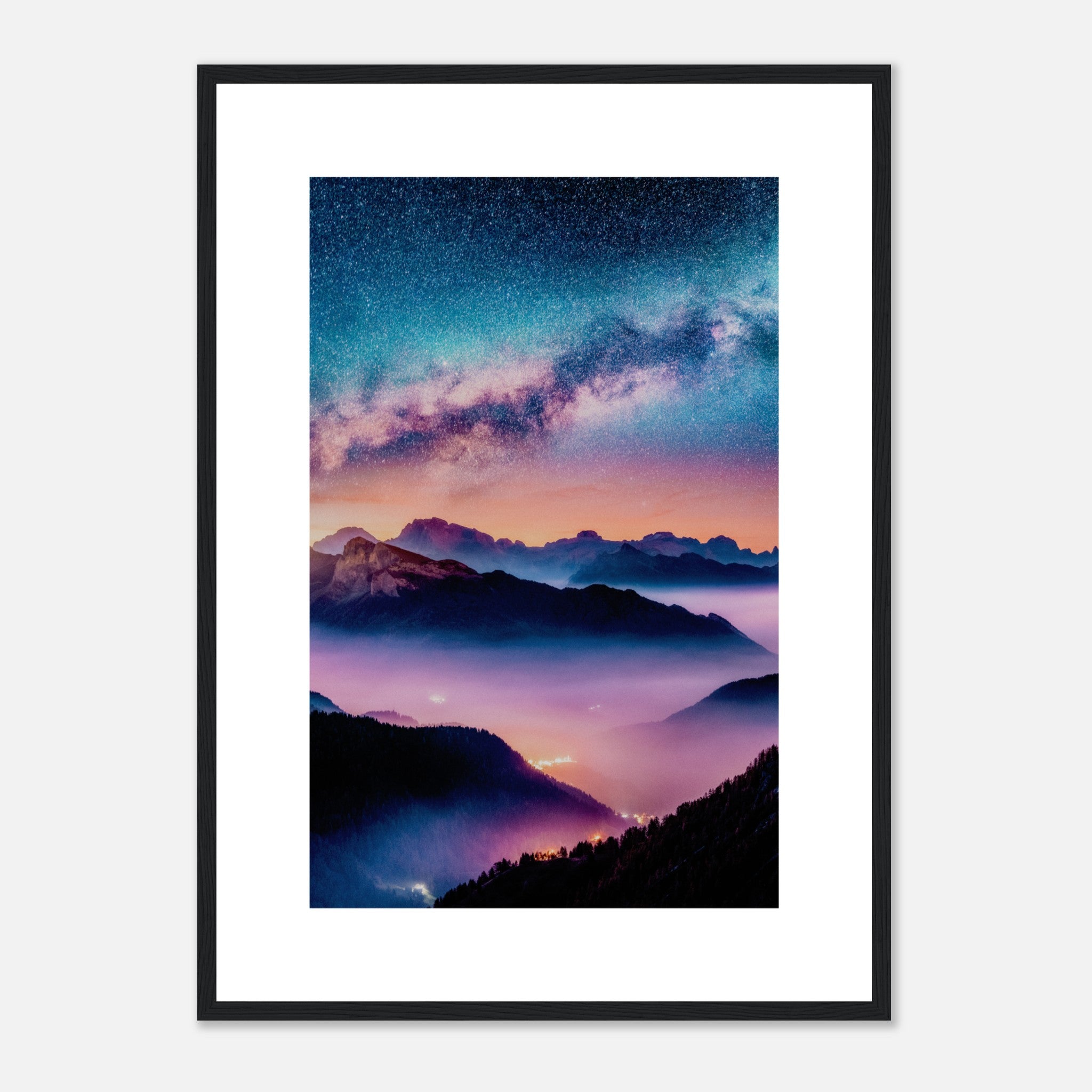 Milky Way Over Mountains Poster