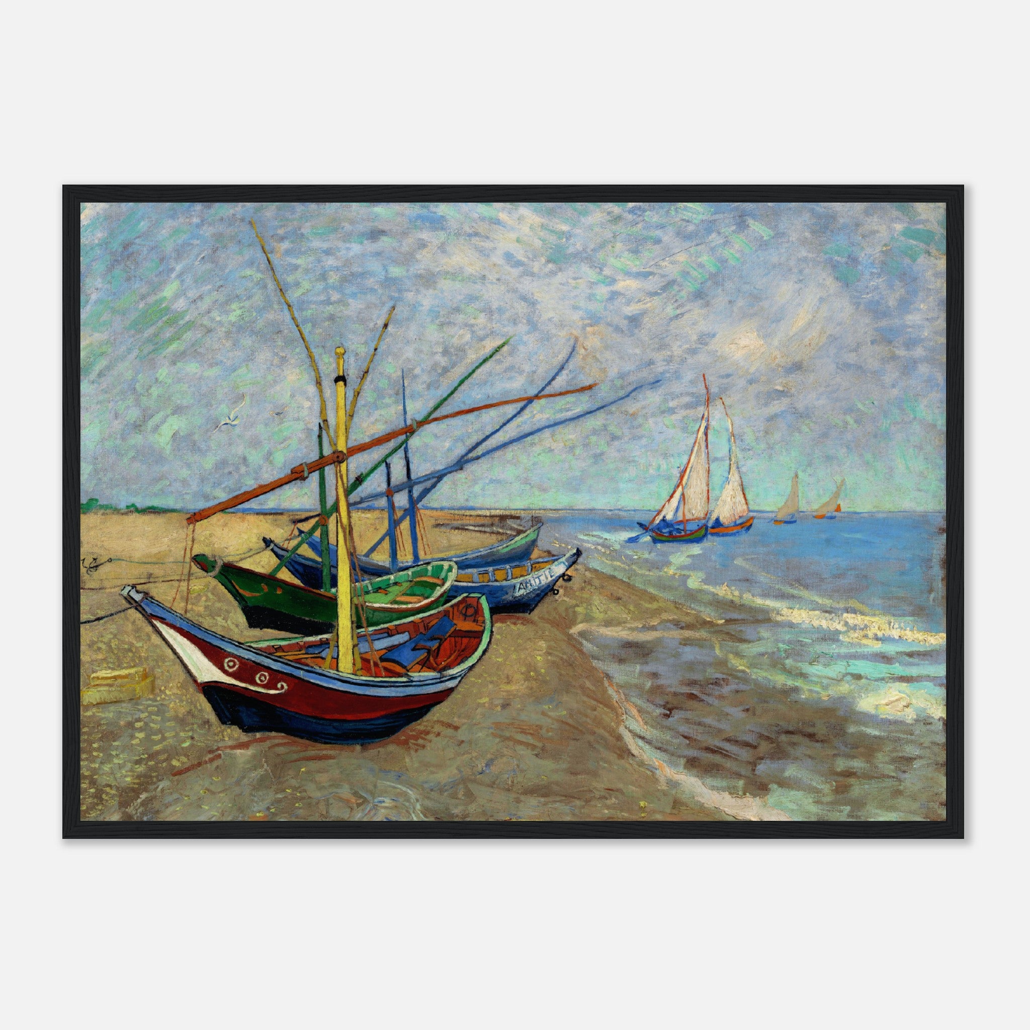 Fishing Boats on the Beachat Saintes-Maries (1888) Poster
