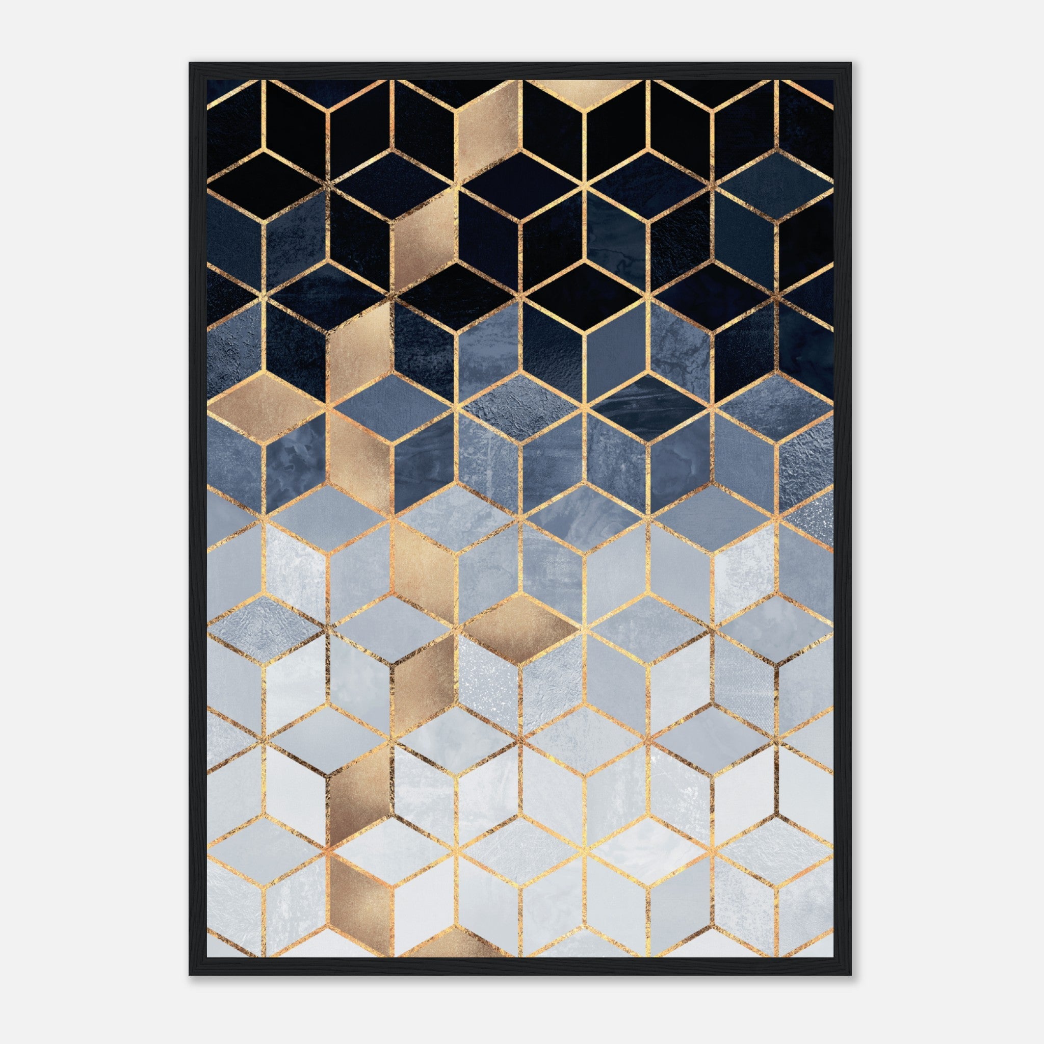 Soft Blue Gradient Cubes Poster
