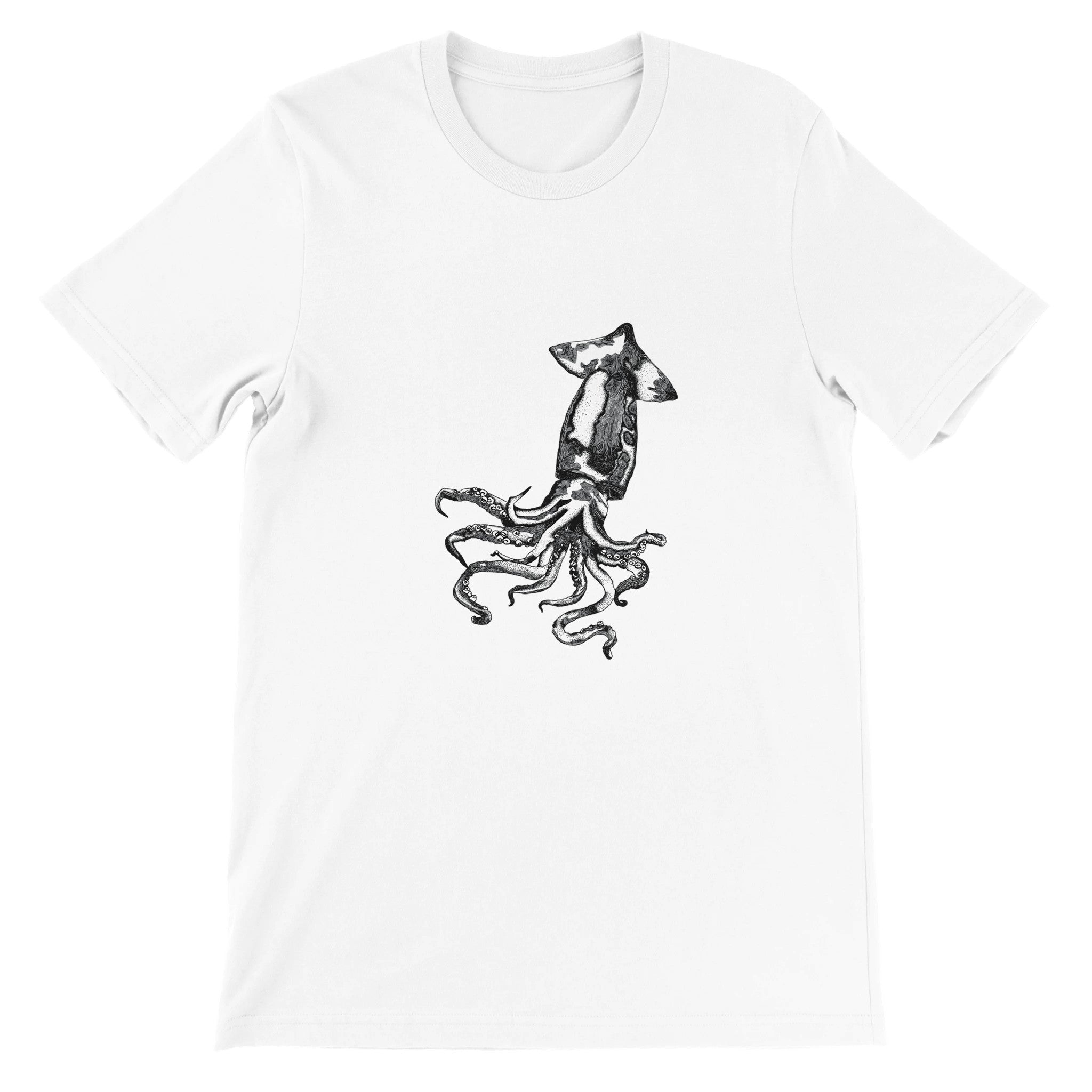 Camiseta con cuello redondo y ilustración de calamar