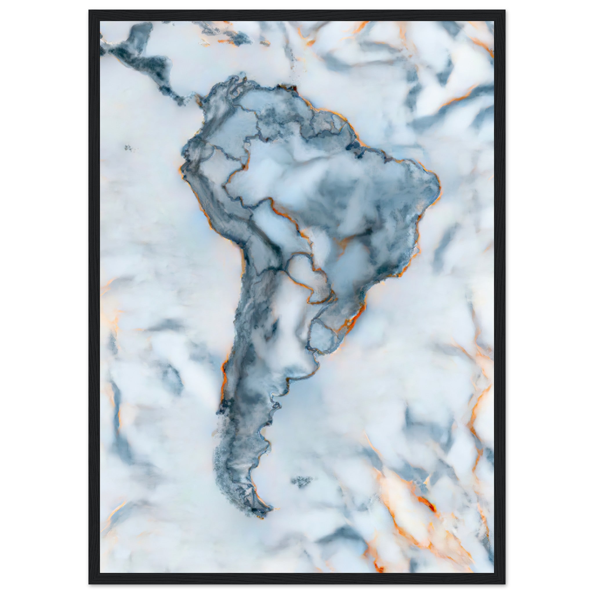 Mapa de mármol de América del Sur Póster