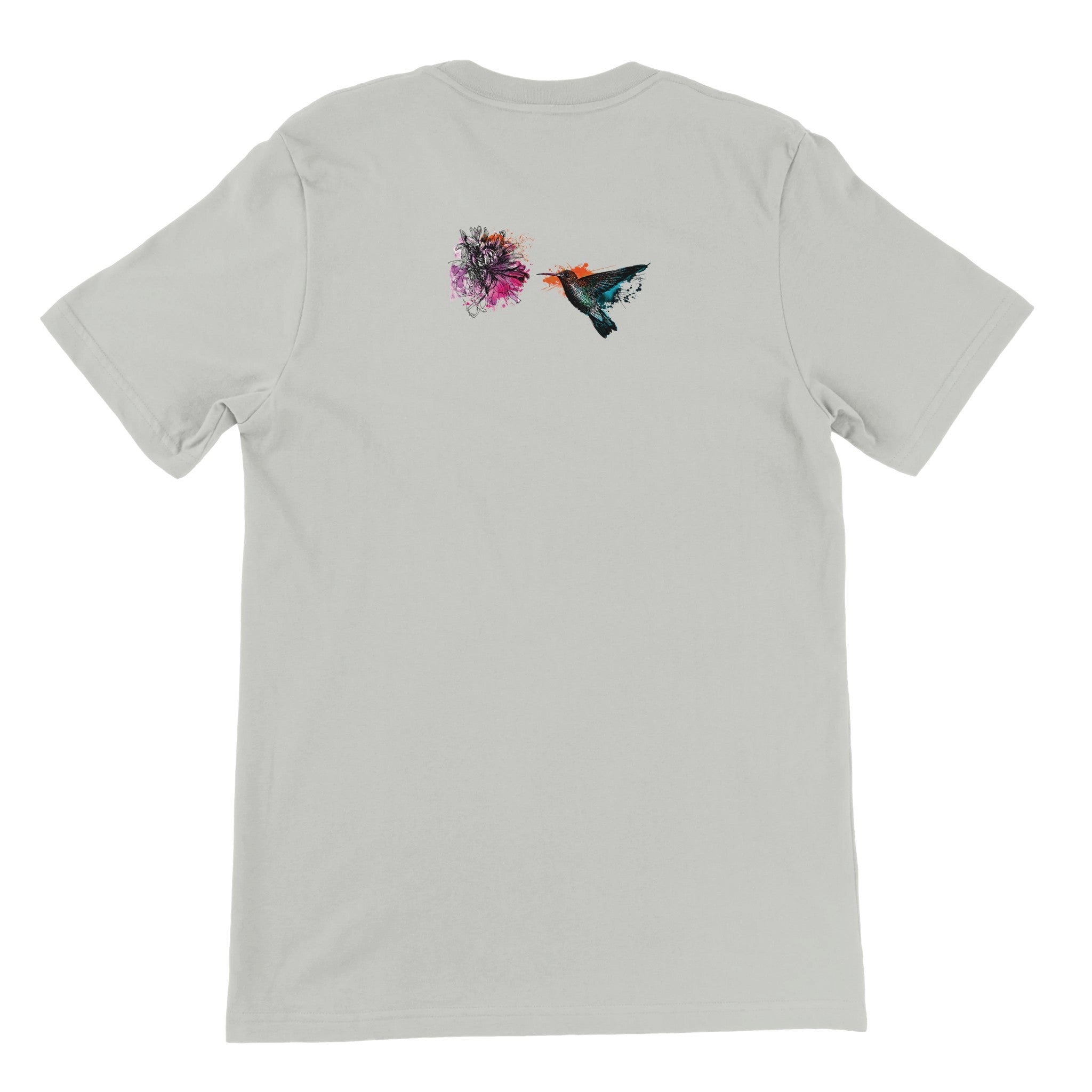 Camiseta con cuello redondo y ilustración de colibrí