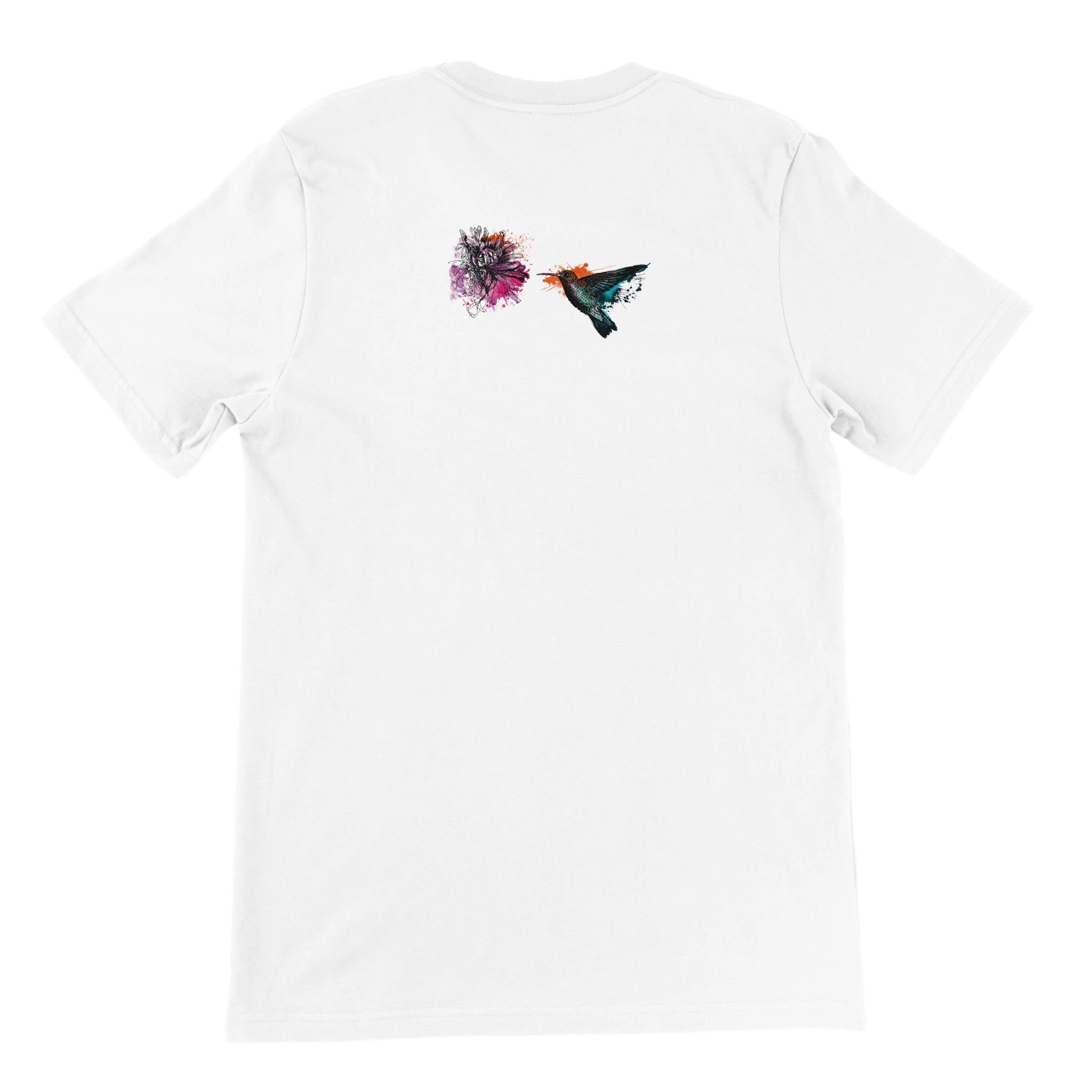 Camiseta con cuello redondo y ilustración de colibrí