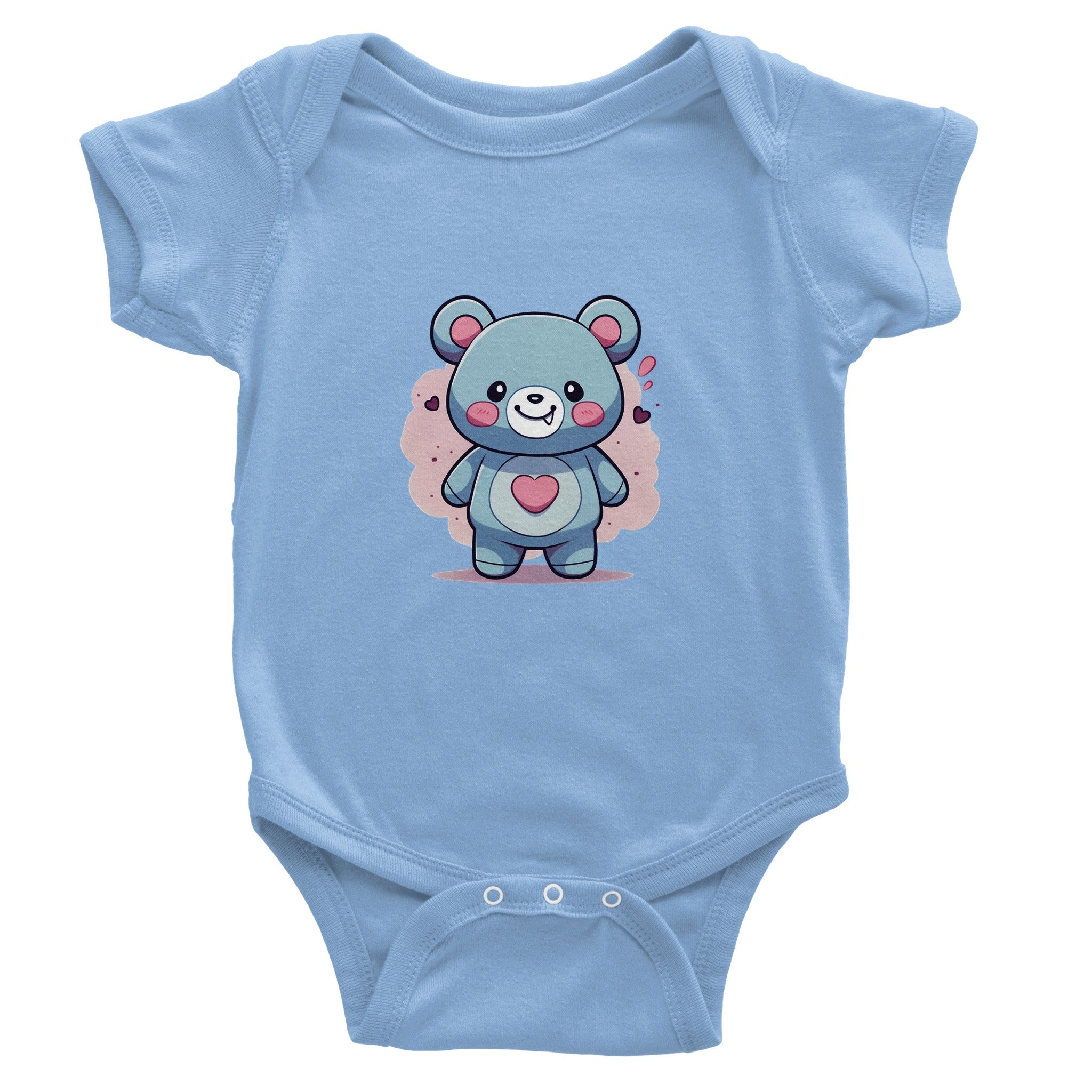 Cherished Heart Bear Baby Short Sleeve Bodysuit - Optimalprint