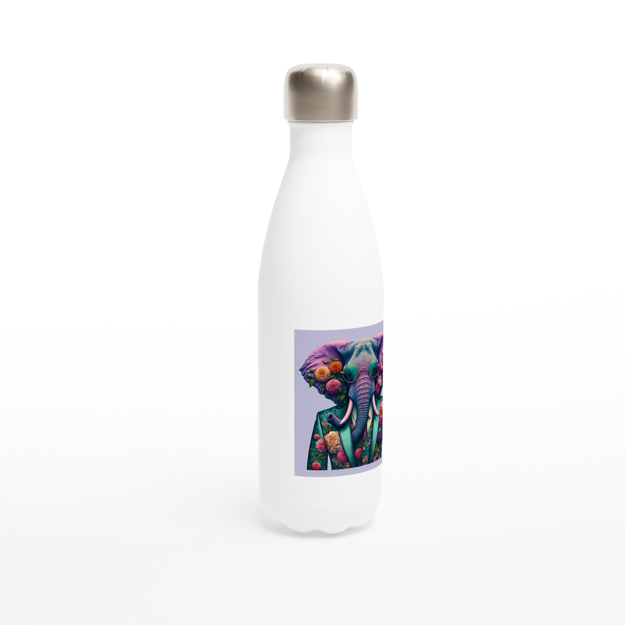 Floral Dapper Elephant Water Bottle - Optimalprint