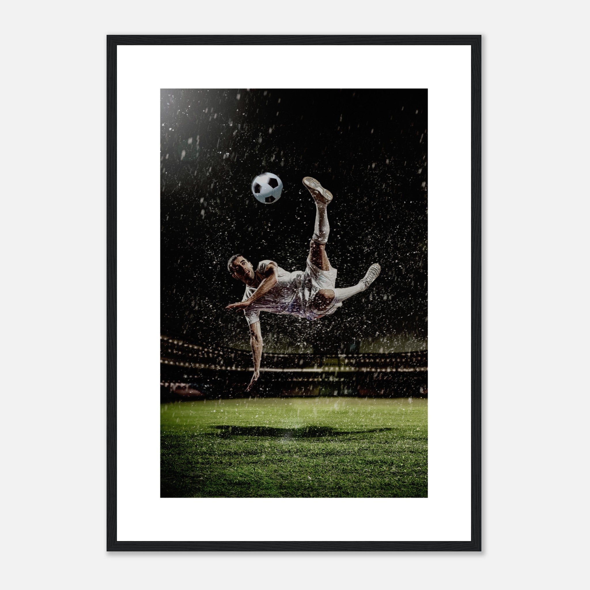 Soccer Player Tackling A Ball On Stadium Poster