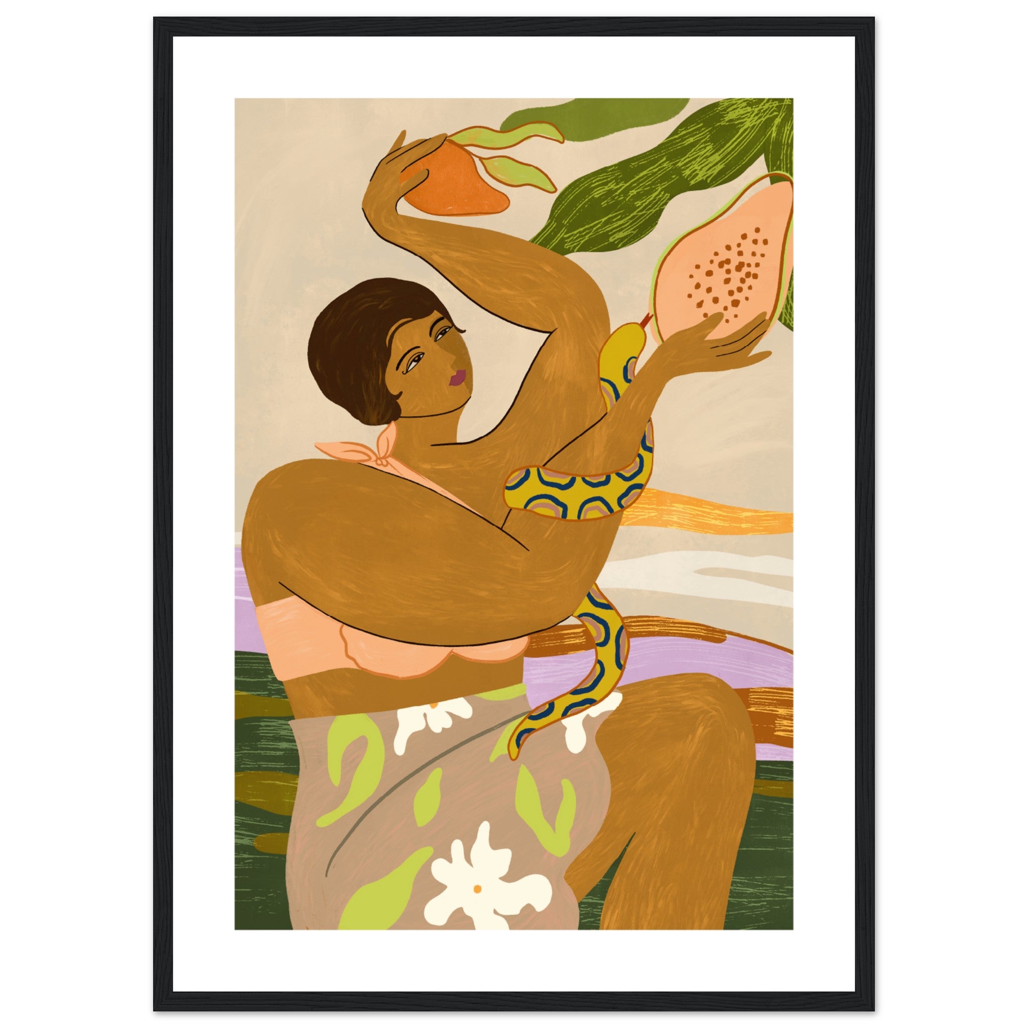 Snake And Papaya Poster
