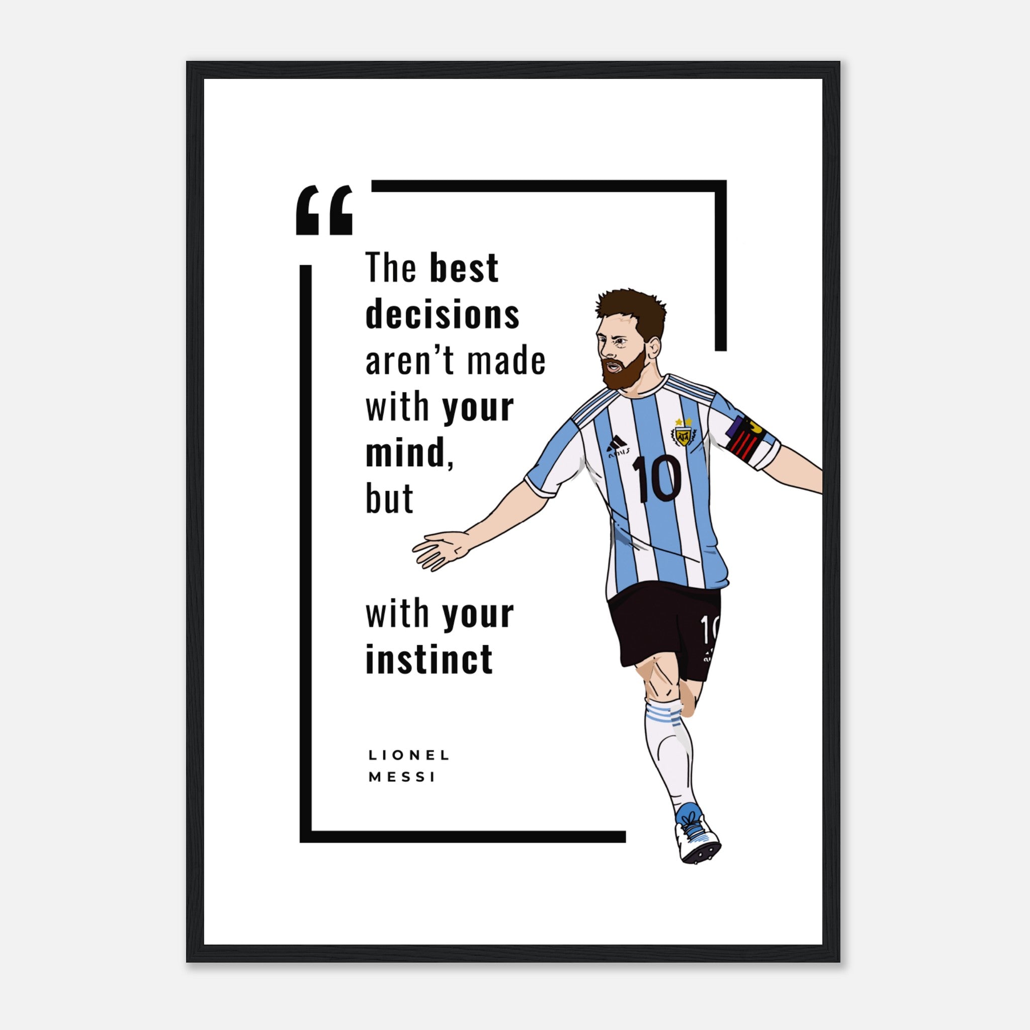 Cita de Lionel Messi blanco Póster