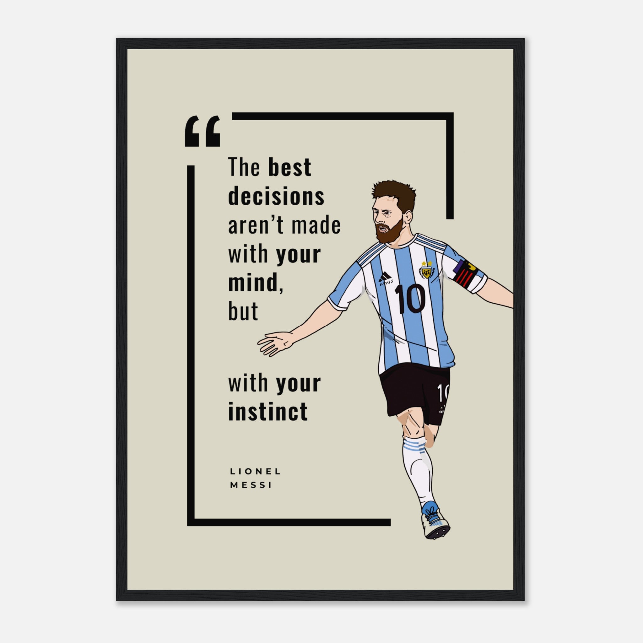 Cita de Lionel Messi Beige Póster