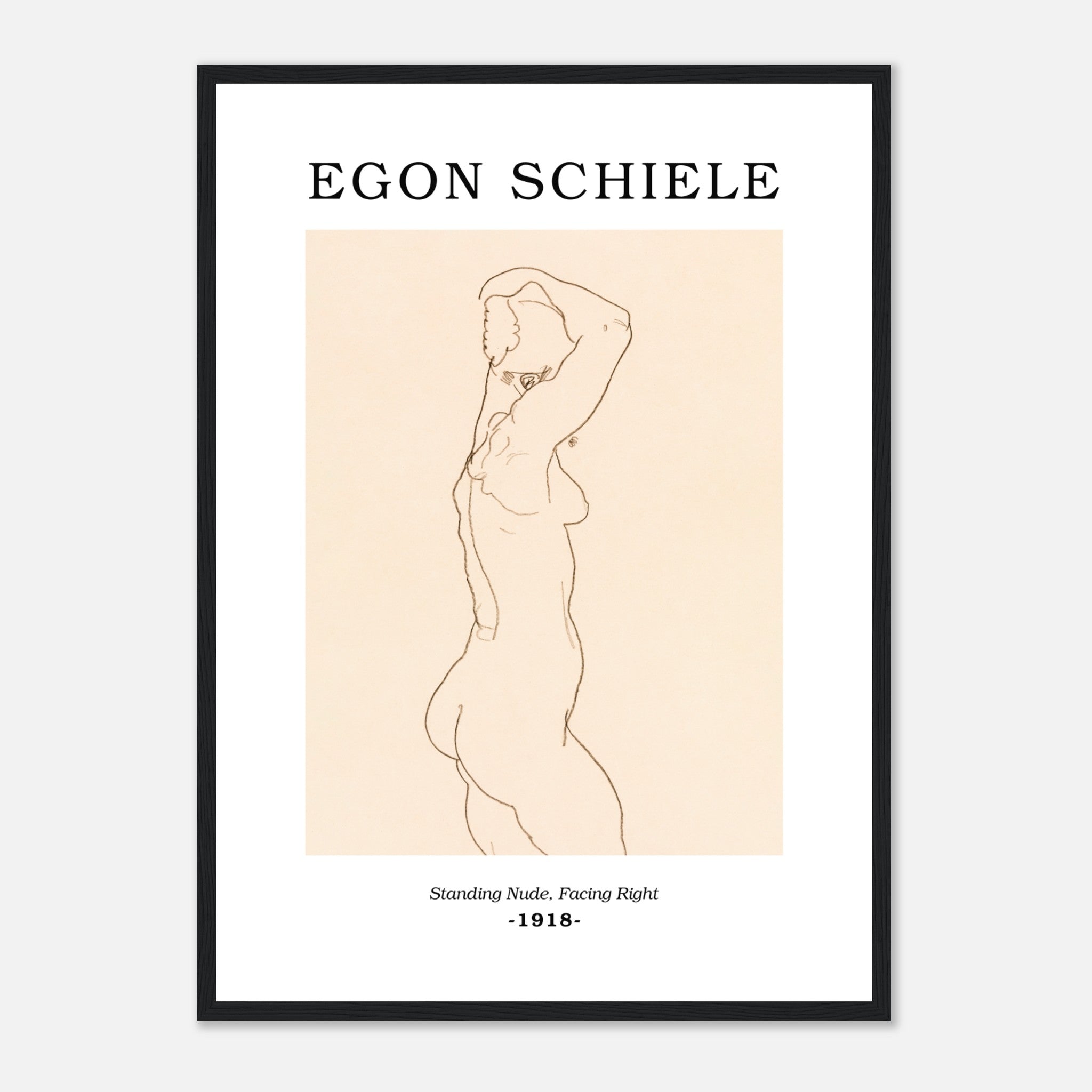 Vista posterior de mujer desnuda de Egon Schiele Póster