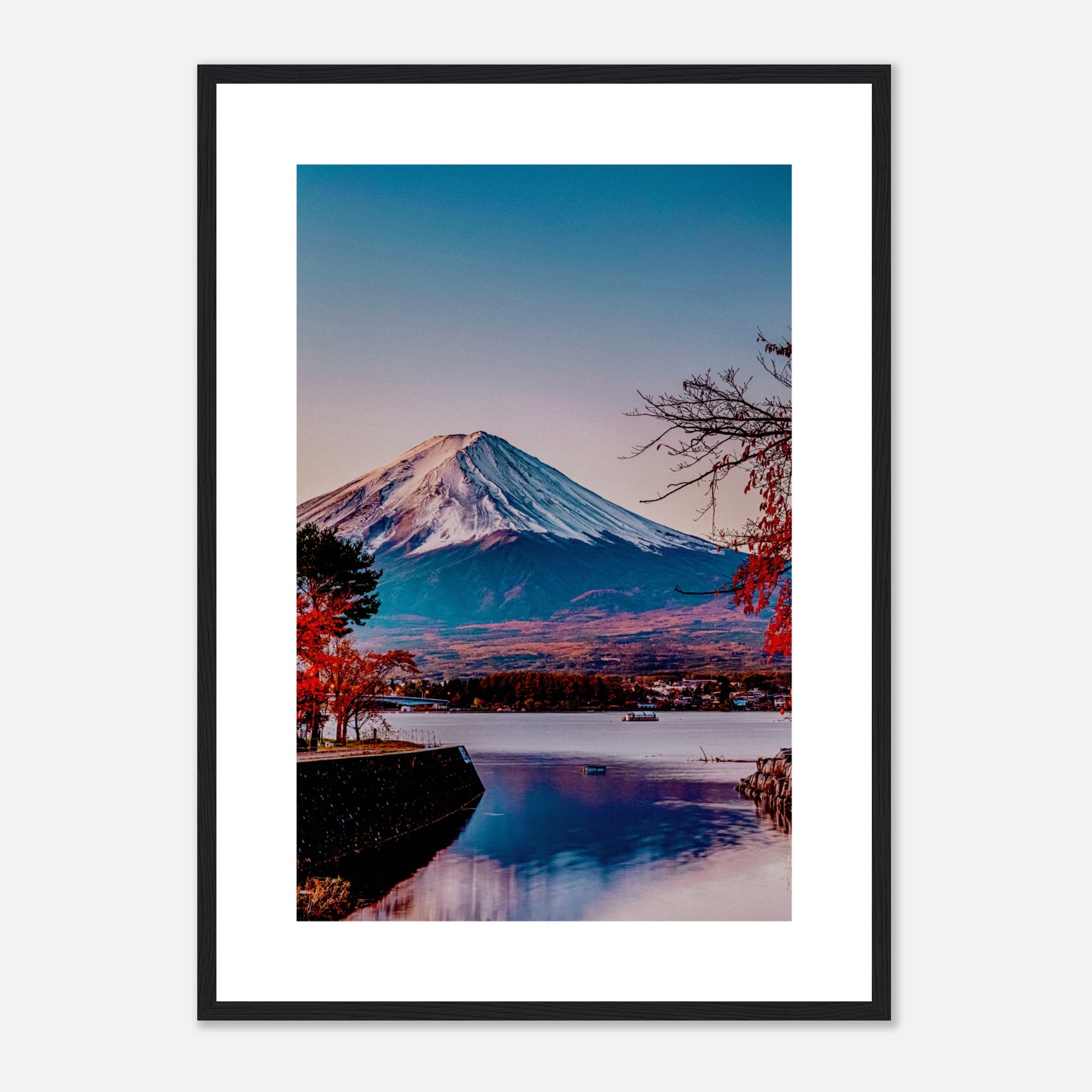 Arce rojo y montaña Fuji Japón Póster