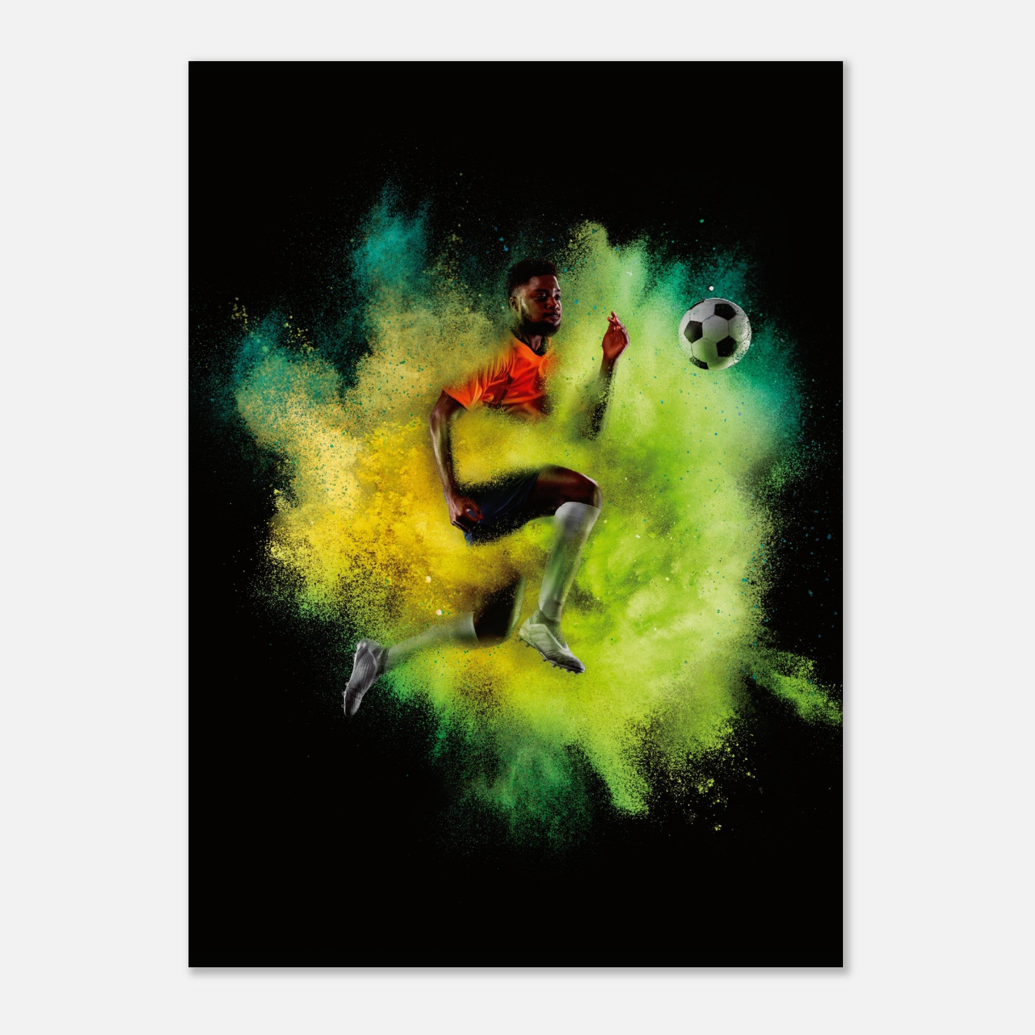 Soccer Player In Colourful Explosion No.2 Poster