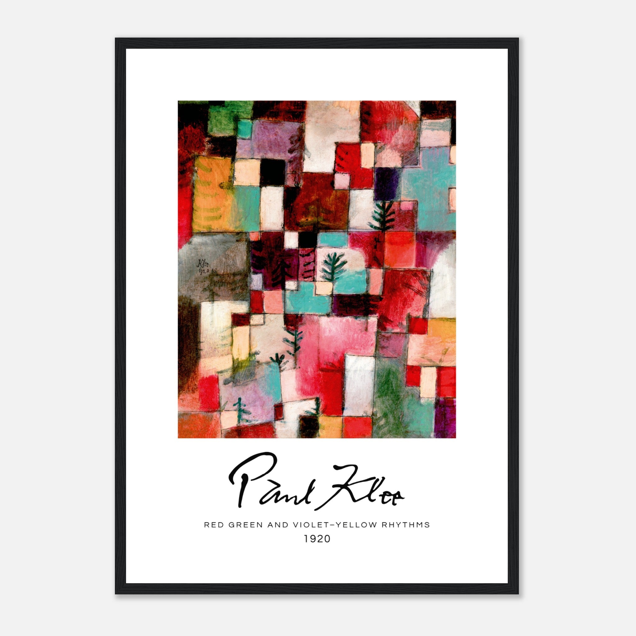 Ritmos rojo, verde y violeta-amarillo de Klee Póster