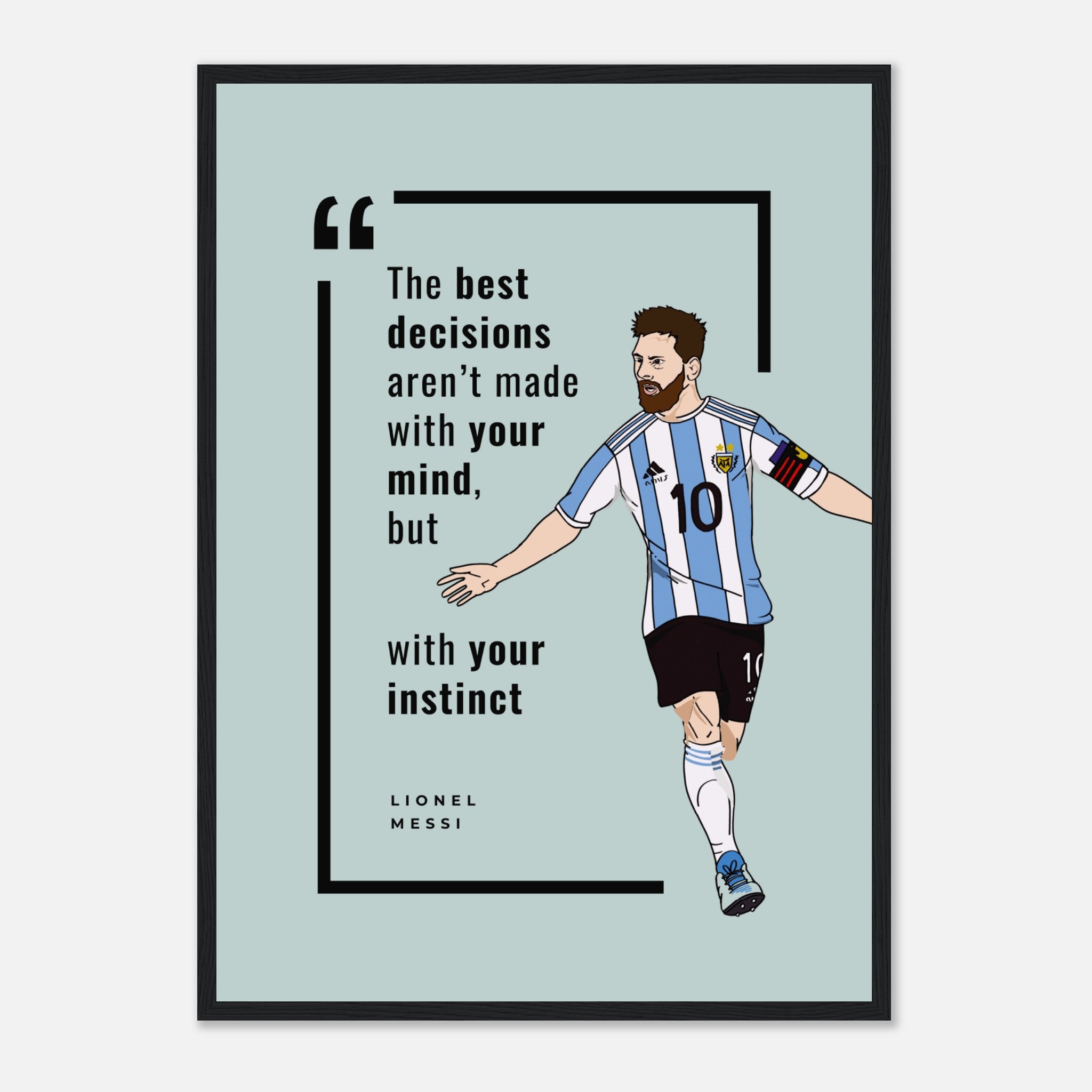 Cita de Lionel Messi azul Póster
