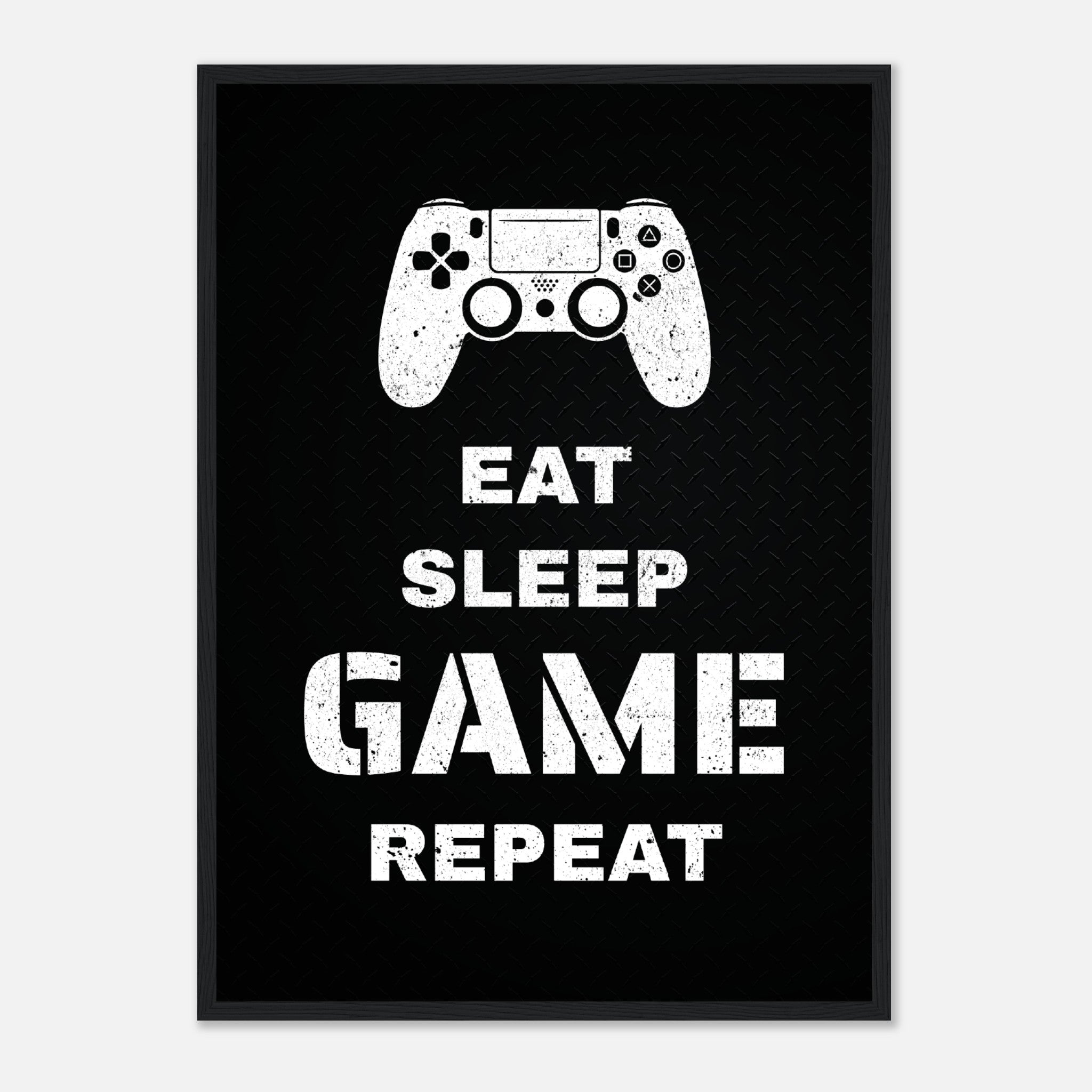 Eat Sleep Game Repetir blanco oscuro Póster