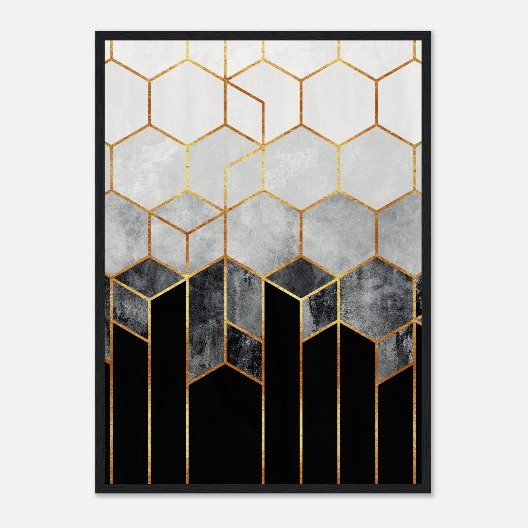 Charcoal Hexagons Poster