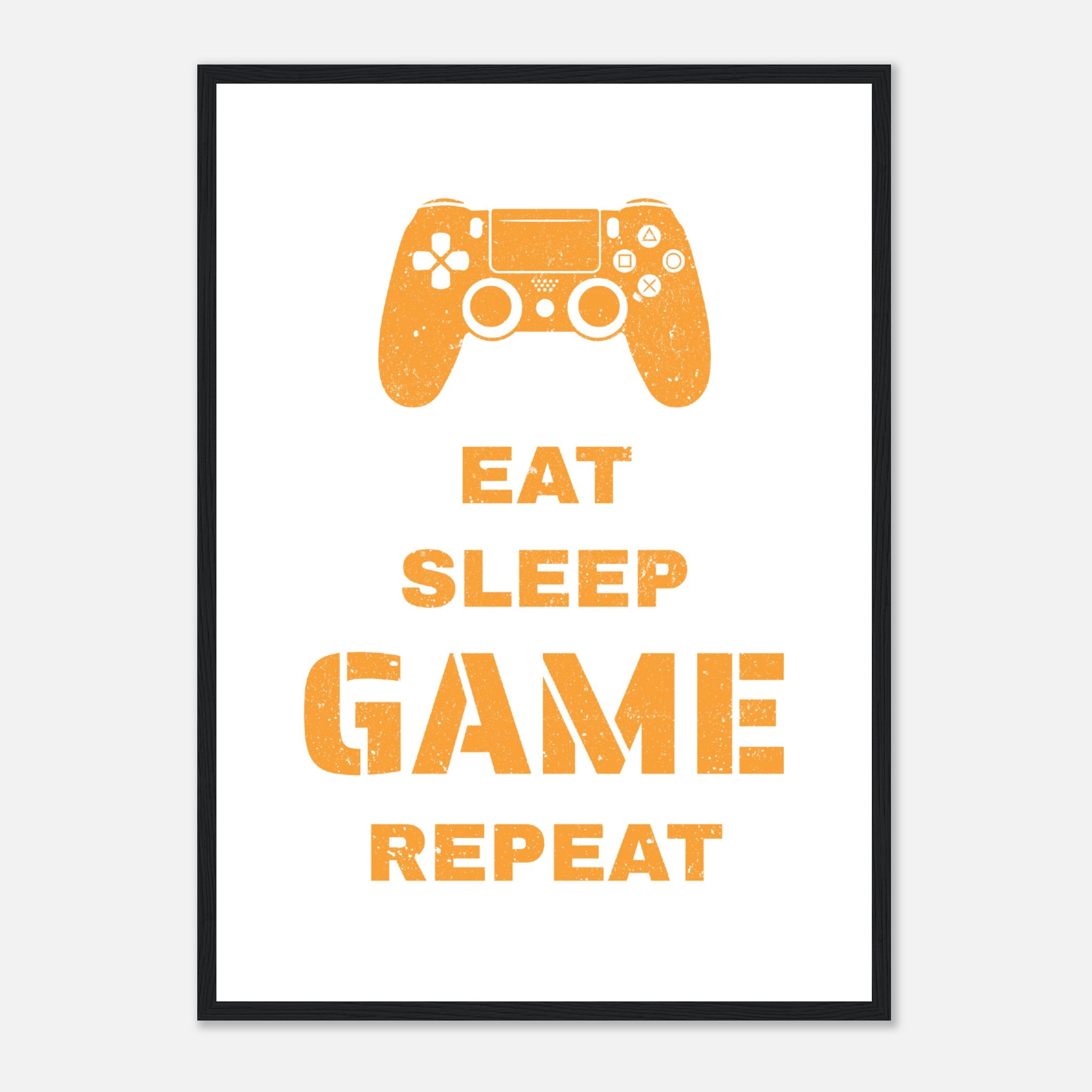 Eat Sleep Game Repetir naranja Póster