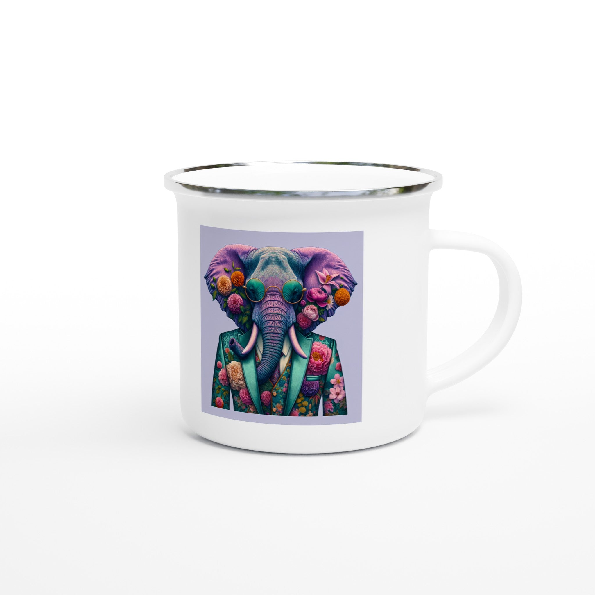 Floral Dapper Elephant Enamel Mug - Optimalprint