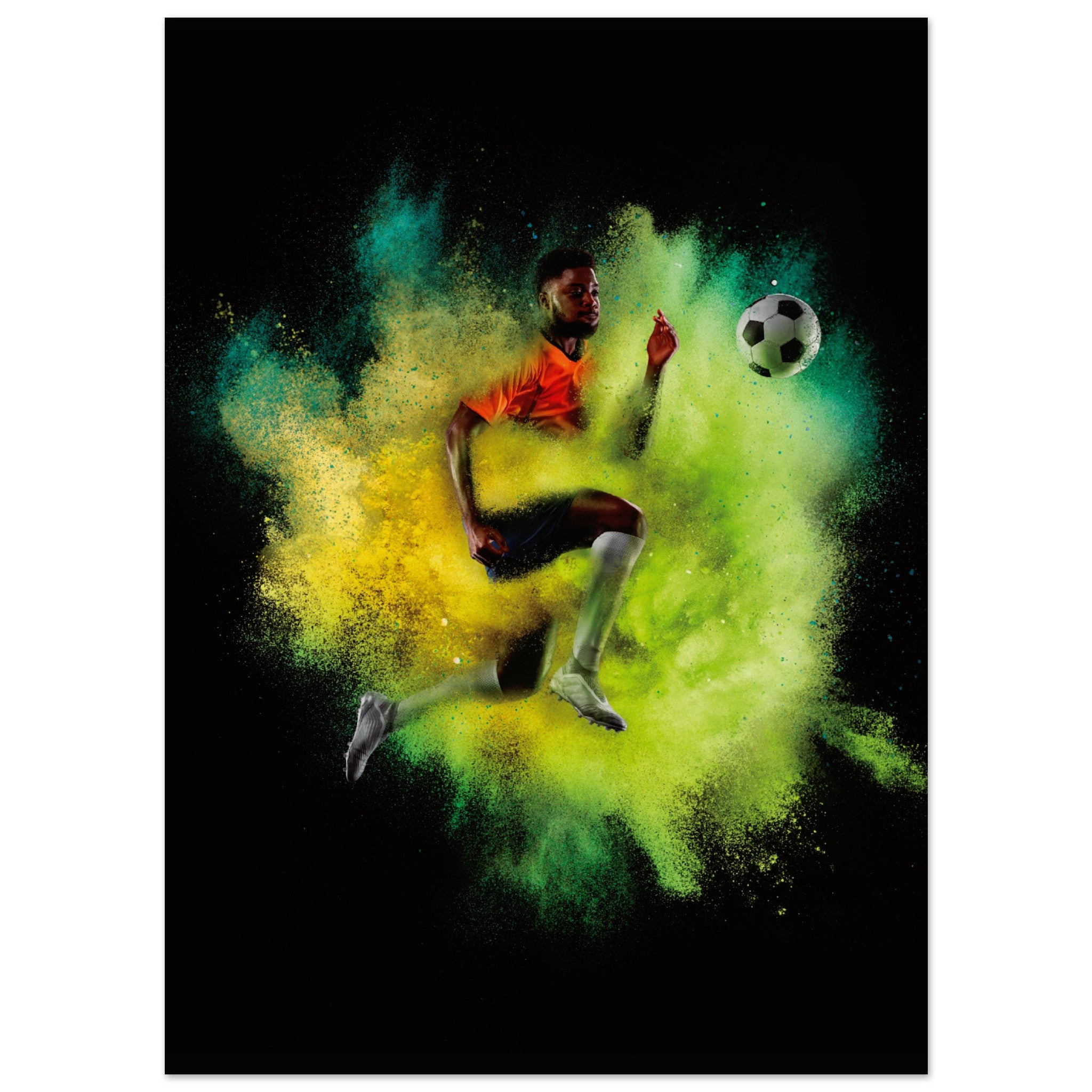 Soccer Player In Colourful Explosion No.2 Poster