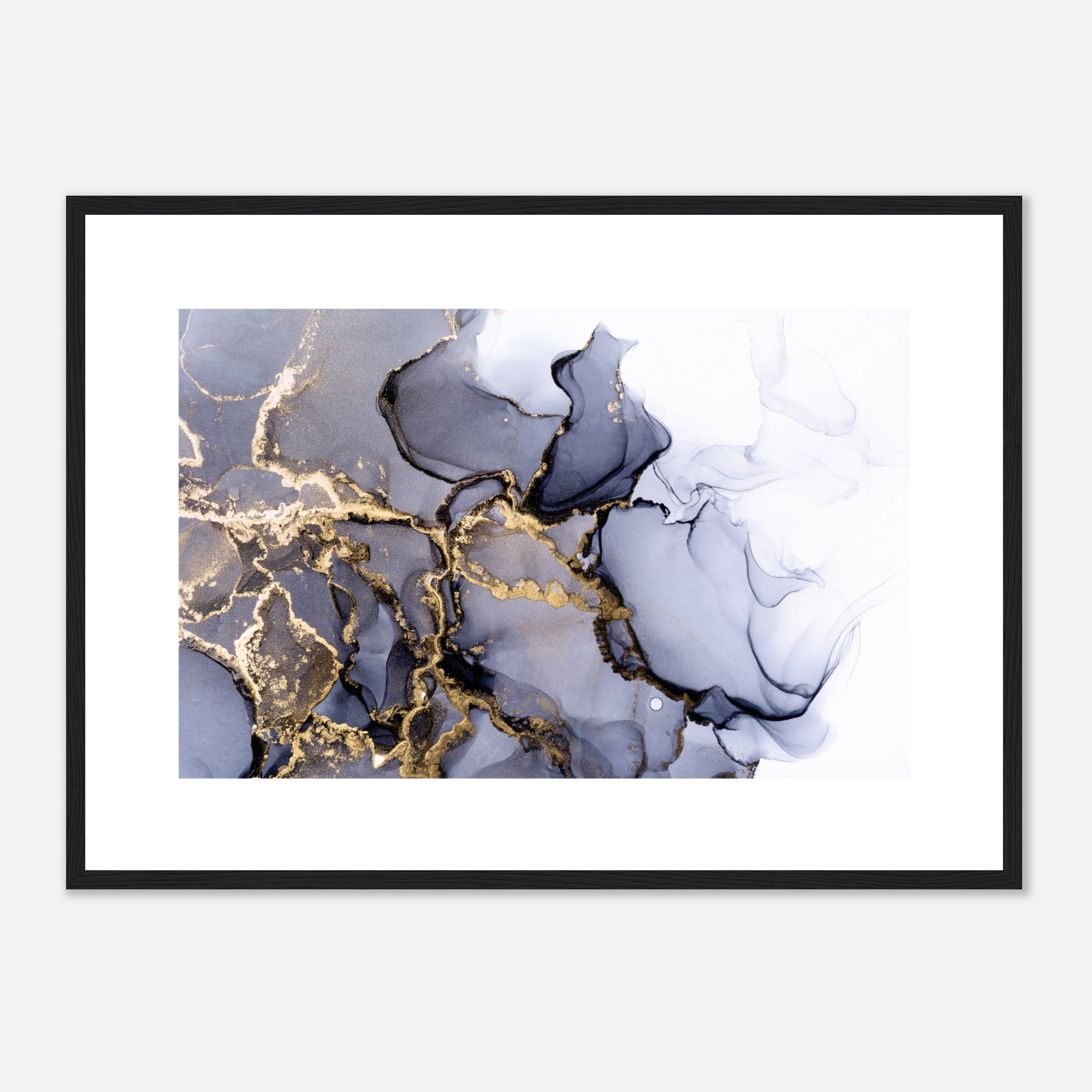 Blue Gold Marble Liquid Ink Poster Poster