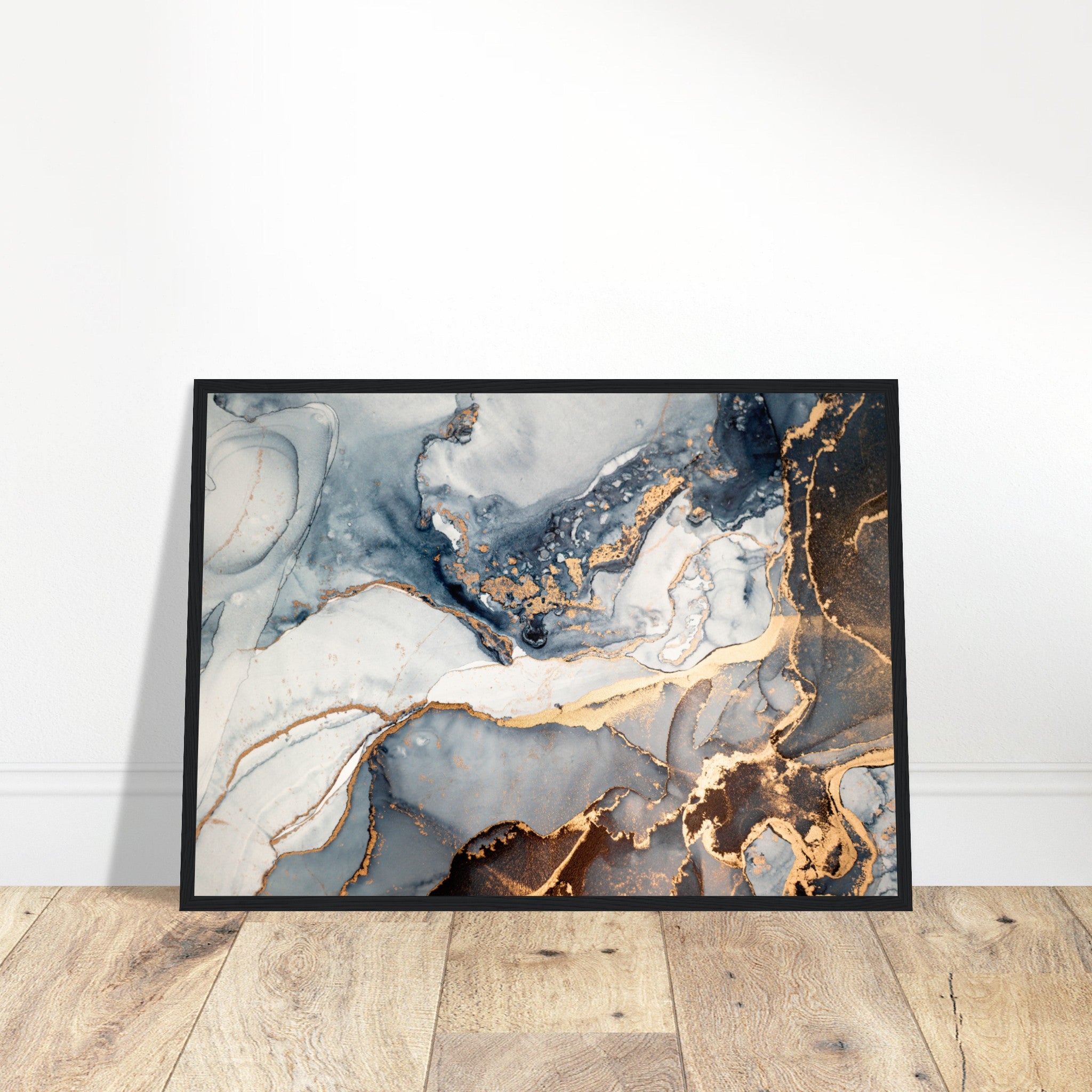 Luxury Abstract Fluid Art With Golden Veins Poster