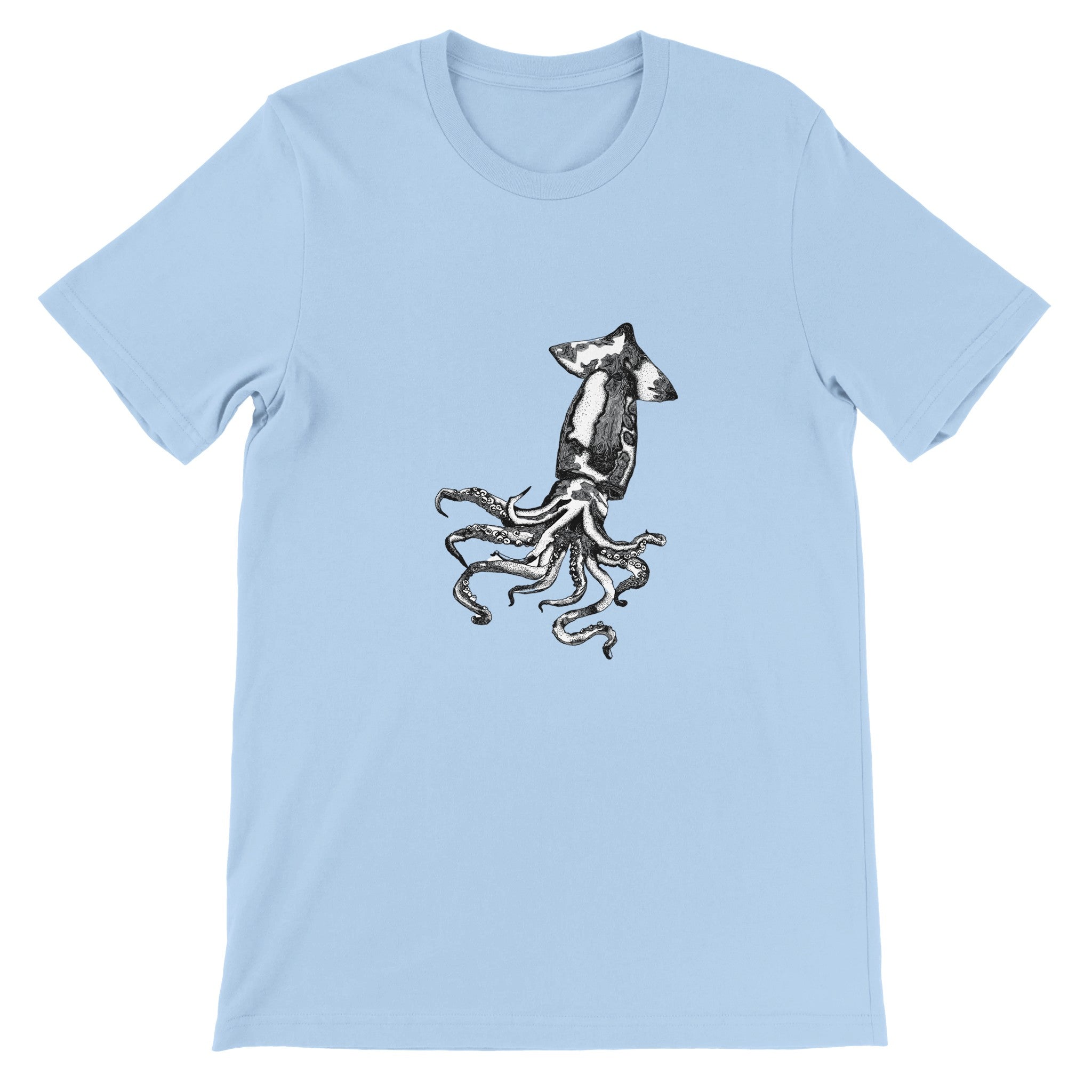 Camiseta con cuello redondo y ilustración de calamar