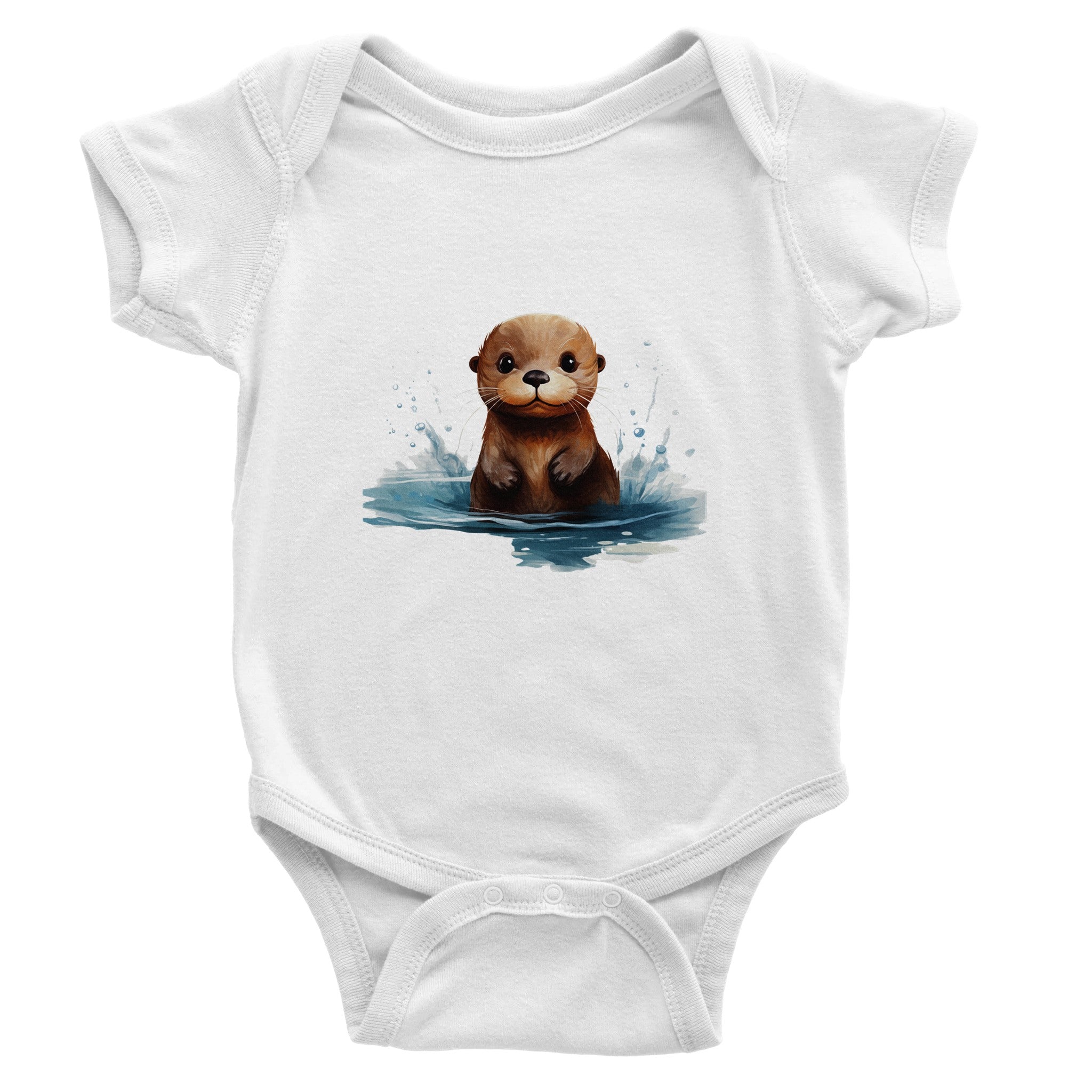 Splashy Otter Delight Baby Short Sleeve Bodysuit - Optimalprint