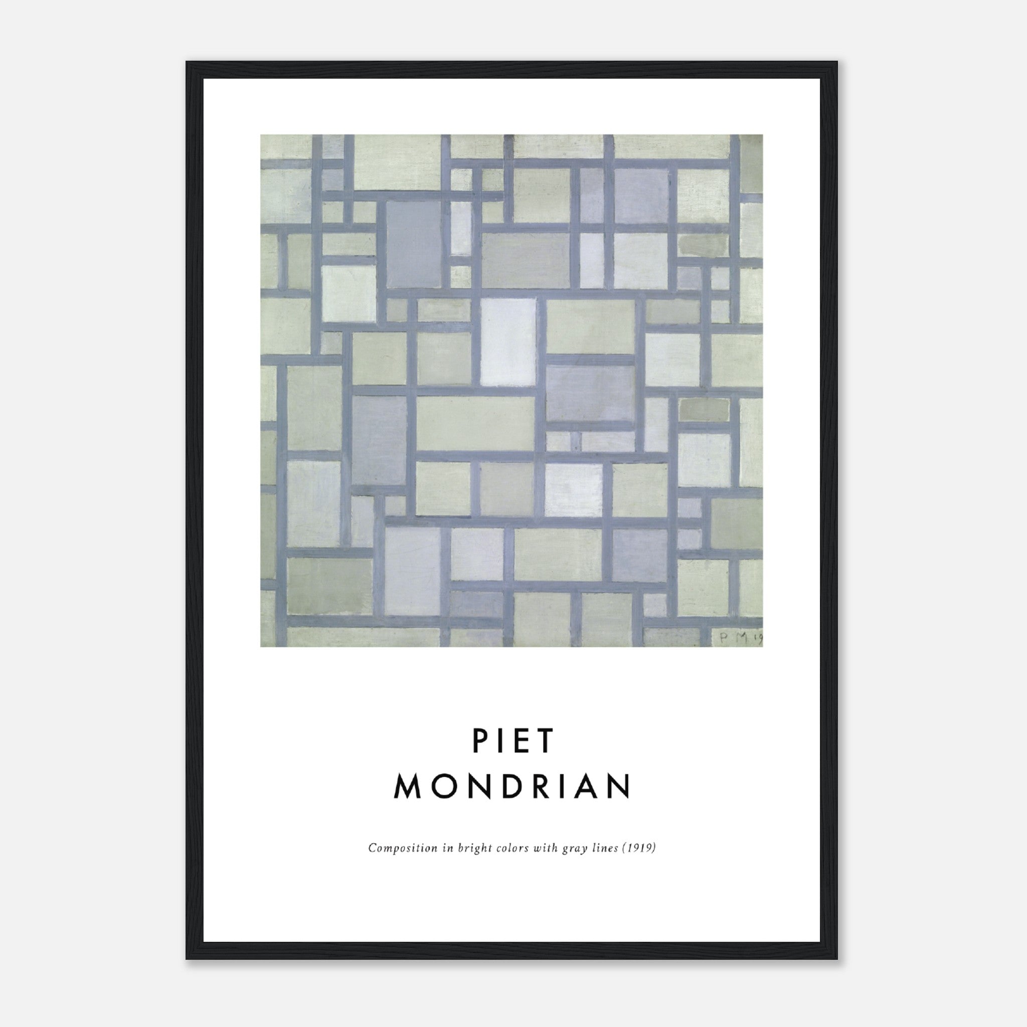Cuadrados grises de Mondrian Póster