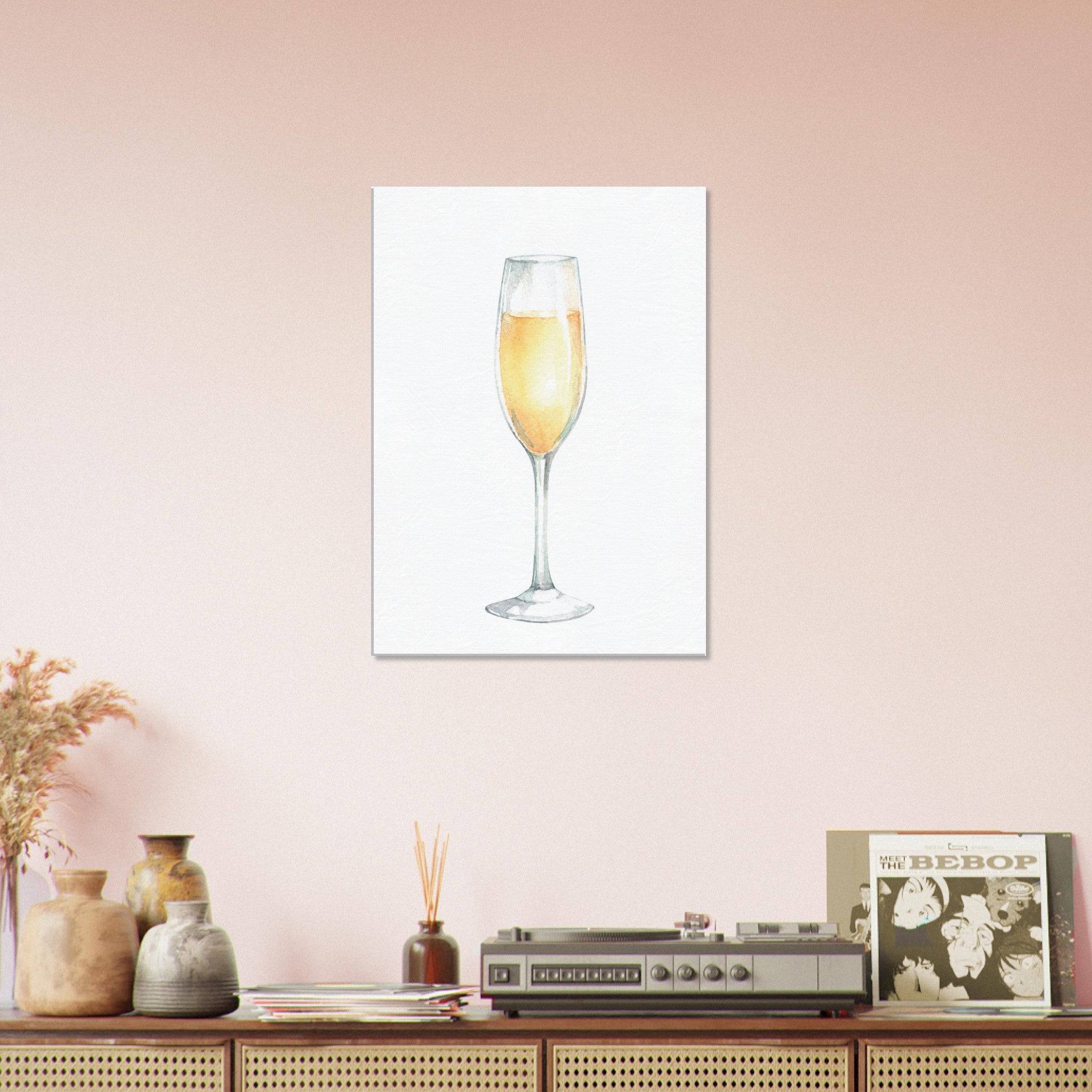 Watercolor Champagne Glass Canvas