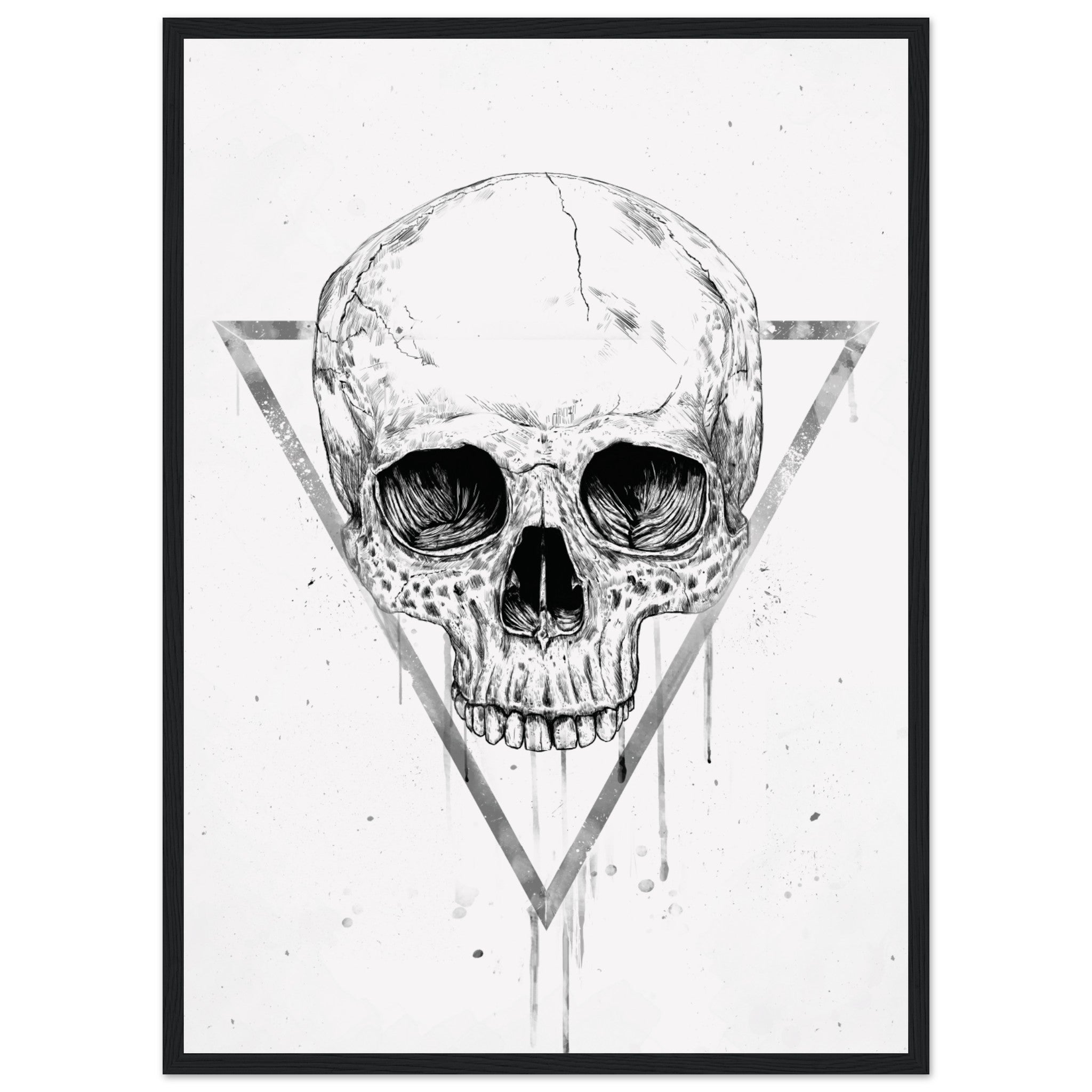 Skull In A Triangle BW Poster